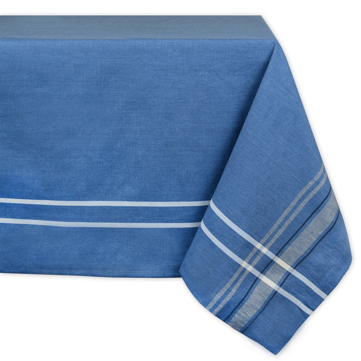 DII French Stripe Tabletop Collection Farmhouse Style Dining Table Linen Tablecloth, 60x84, Taupe/Teal