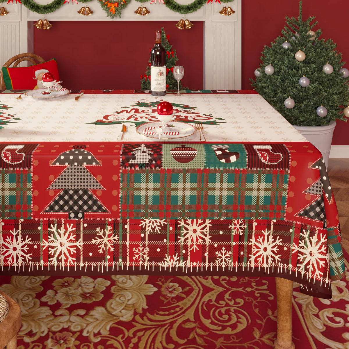 Rectangle Table Cloth,100% Waterproof Tablecloth Oil Proof Spill Proof Vinyl Table Cloth, Wipe Clean Plastic Table Cover for Dining, Camping, Indoor and Outdoor 52" x 70",Leaves