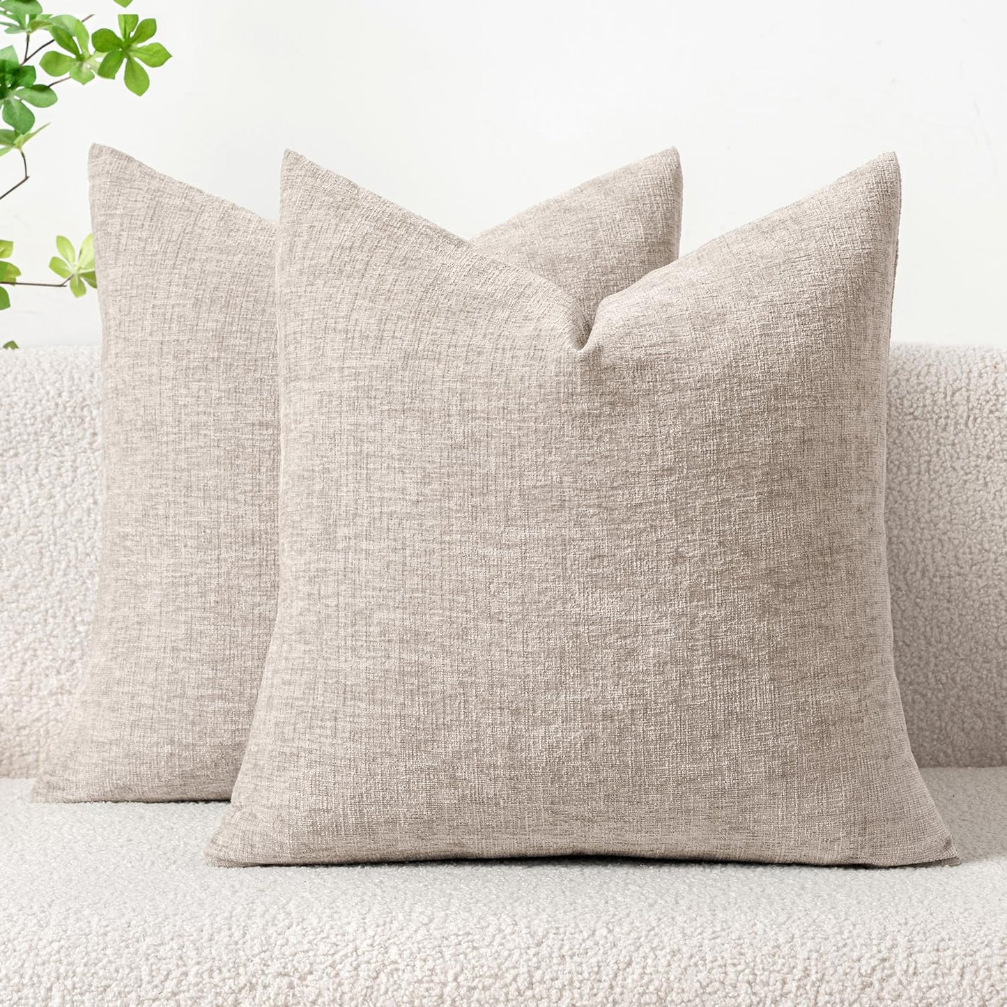 MIULEE Soft Chenille Fall Throw Pillow Covers Burnt Orange 18x18 Pack of 2 | Modern Fall Home Decor, Classic Decorative Pillows, Solid Dyed Cases, Boho Couch Cushion Covers for Sofa Bed Living Room