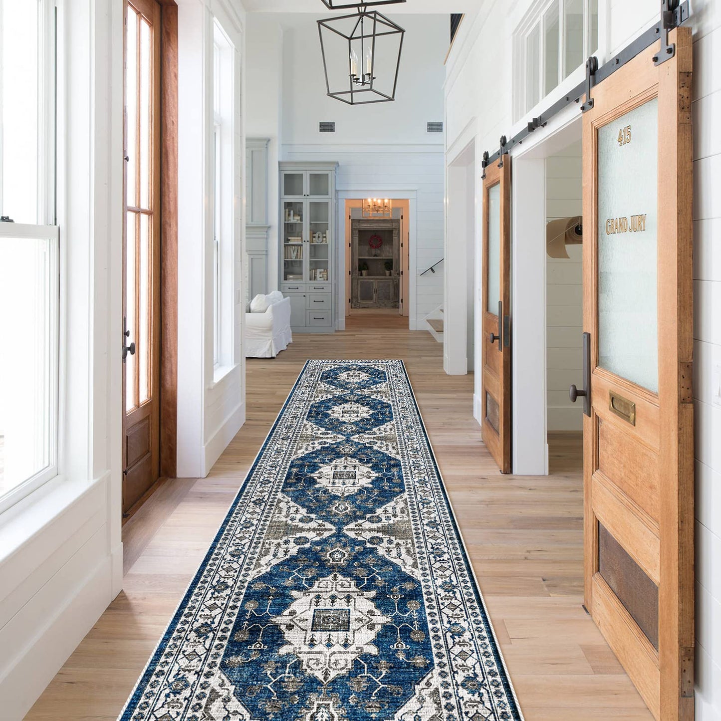 2x6 Hallway Washable Runner Rug : Vintage Soft Kitchen Laundry Runner with Non Slip Backing Farmhouse Entryway Living Room Floor Mat Stain Resistant Carpet for Bedroom Bathroom Distressed Beside Rug