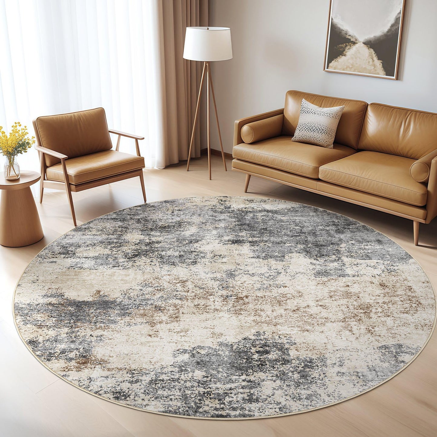 LOONGRUG Area Rug 5x7 Washable Neutral Modern Abstract Living Room Rugs | Soft Stain Resistant Non-Slip Indoor Carpet for Bedroom Nursery Playroom Dining Room Office Dorm Home