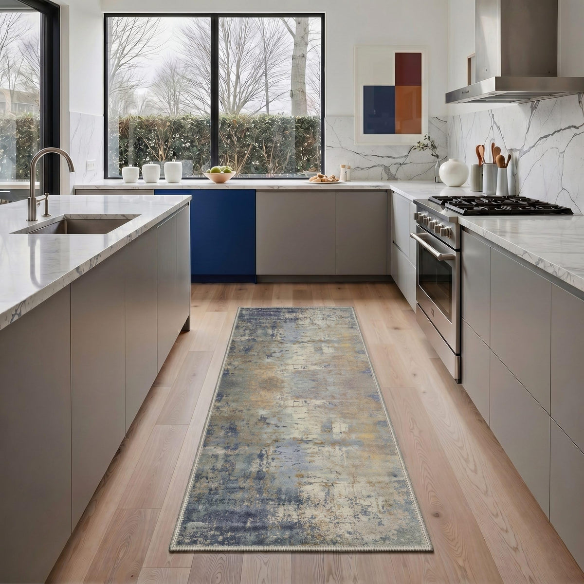 BEIMO 5x7 Green Abstract Area Rug, Washable Non-Slip for Bedroom | Soft Low-Pile Carpet, Lightweight and Easy to Vacuum, Sage Living Rooms, Dining Rooms, Bedrooms, and Home Offices
