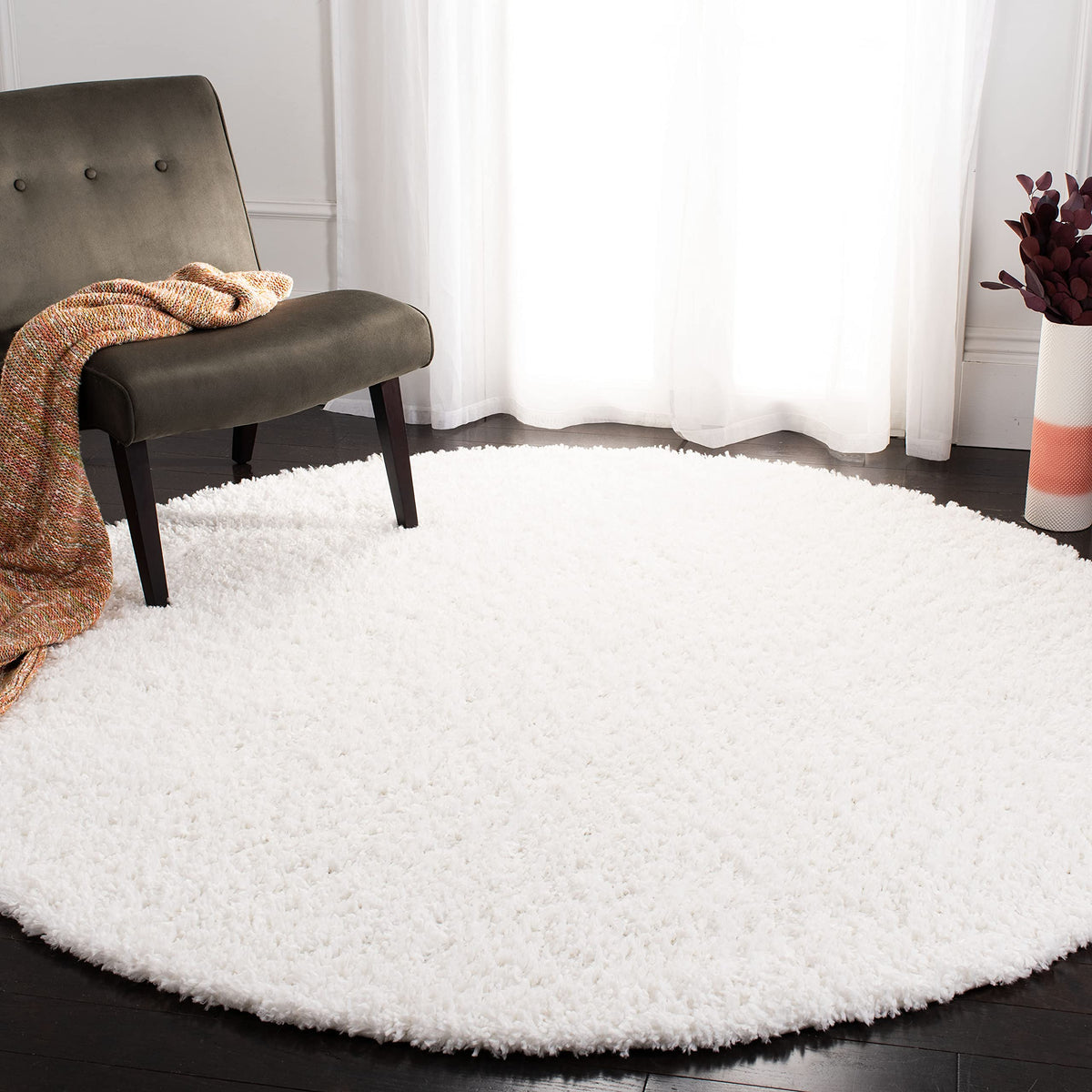 SAFAVIEH August Shag Collection Area Rug - 10' x 14', Green, Solid Design, Non-Shedding & Easy Care, 1.5-inch Thick Ideal for High Traffic Areas in Living Room, Bedroom (AUG200Y)