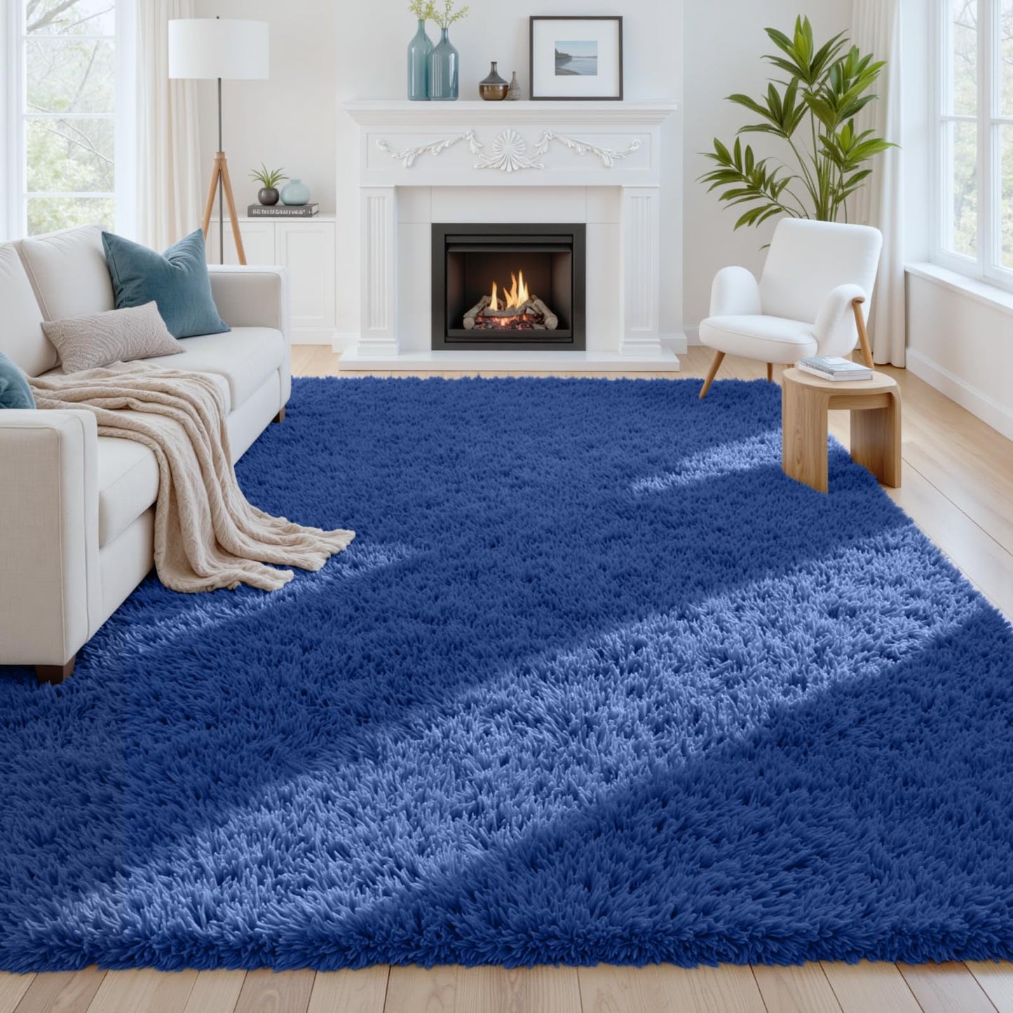 8x10 Fluffy Shag Area Rugs for Living Room Bedroom: Soft Plush Carpet Grey | Upgraded Non-Slip Thick Memory Foam, Ultra Soft, Non-Shedding Fuzzy Carpet, Easy Clean Decor for Kids Room, Nursery, Playroom