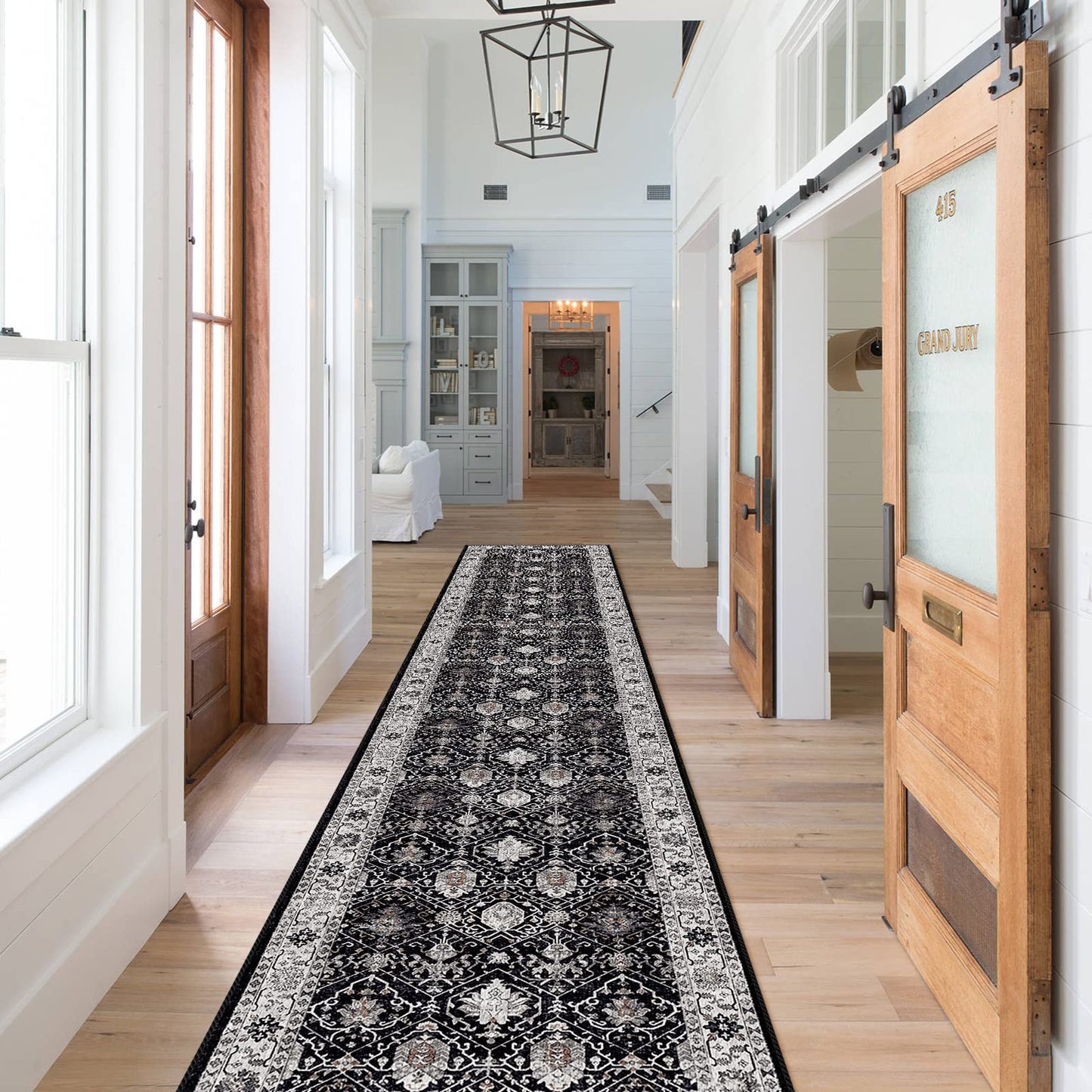 2x6 Hallway Washable Runner Rug : Vintage Soft Kitchen Laundry Runner with Non Slip Backing Farmhouse Entryway Living Room Floor Mat Stain Resistant Carpet for Bedroom Bathroom Distressed Beside Rug