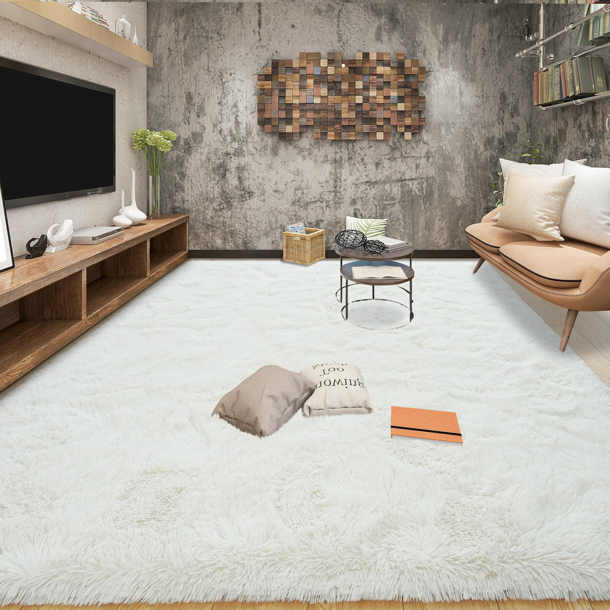 Area Rugs 9x12 for Living Room, Super Soft Fluffy Rugs for Bedroom | Modern Shaggy Rug Fuzzy Carpets for Kids, Plush Indoor Nursery Home Decor Rug with Non-Slip Bottom, Black
