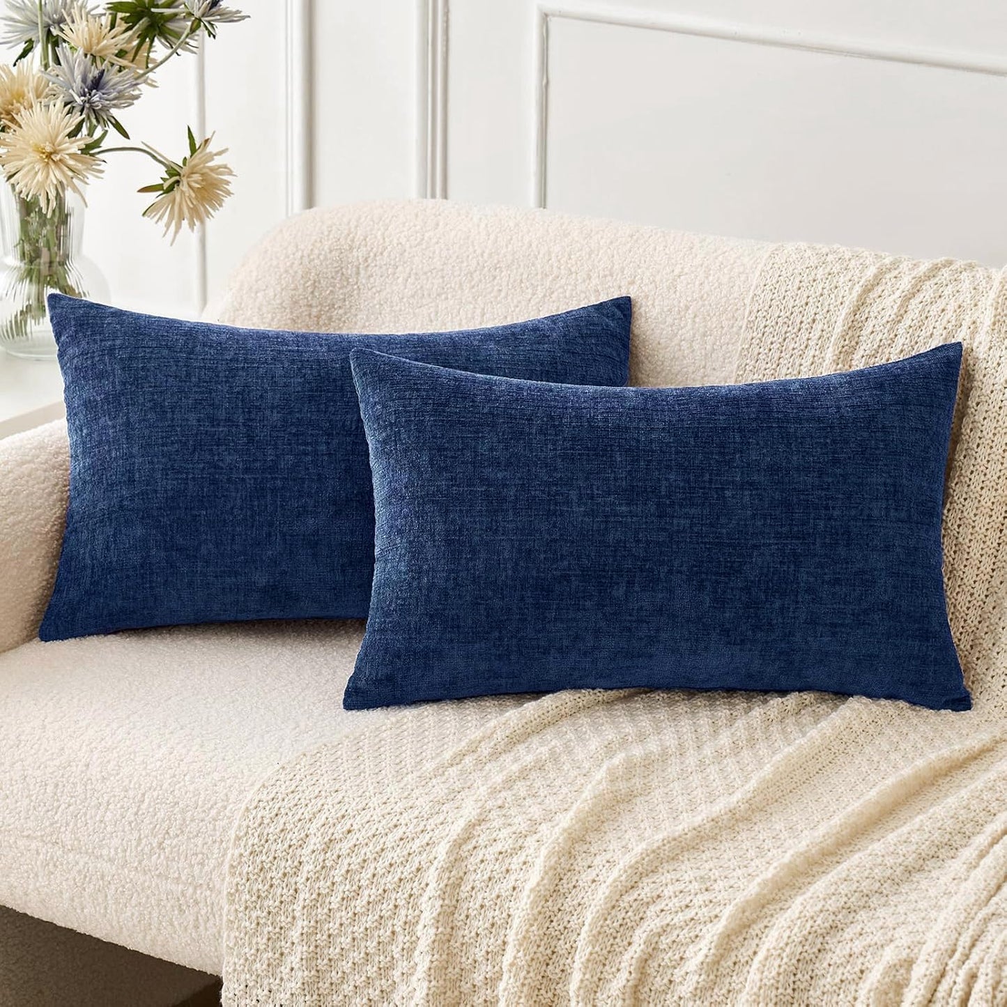 MIULEE Soft Chenille Fall Throw Pillow Covers Burnt Orange 18x18 Pack of 2 | Modern Fall Home Decor, Classic Decorative Pillows, Solid Dyed Cases, Boho Couch Cushion Covers for Sofa Bed Living Room