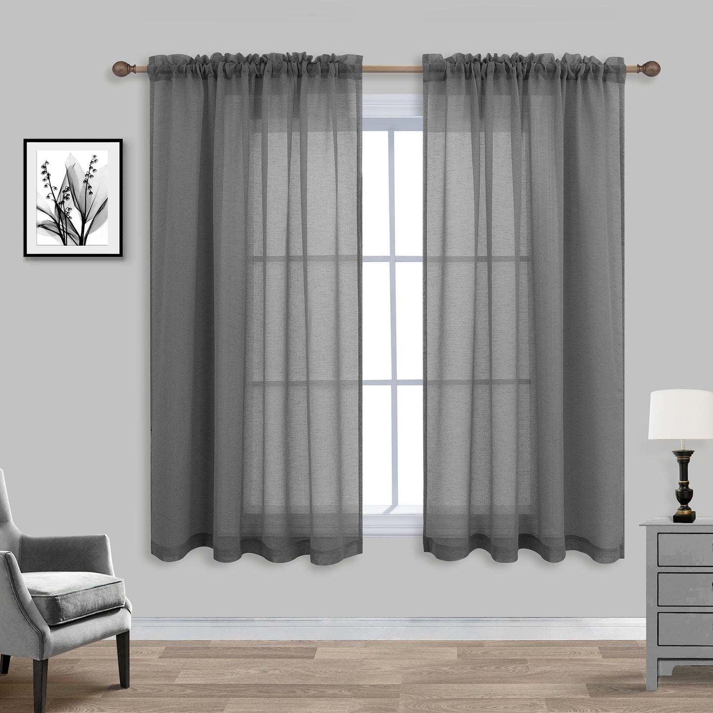 KOUFALL White Sheer Curtains 84 Inches Long 2 Panels,Gauze Cheese Cloth Linen Look Rod Pocket Flowy See Through Curtains for Living Room Bedroom