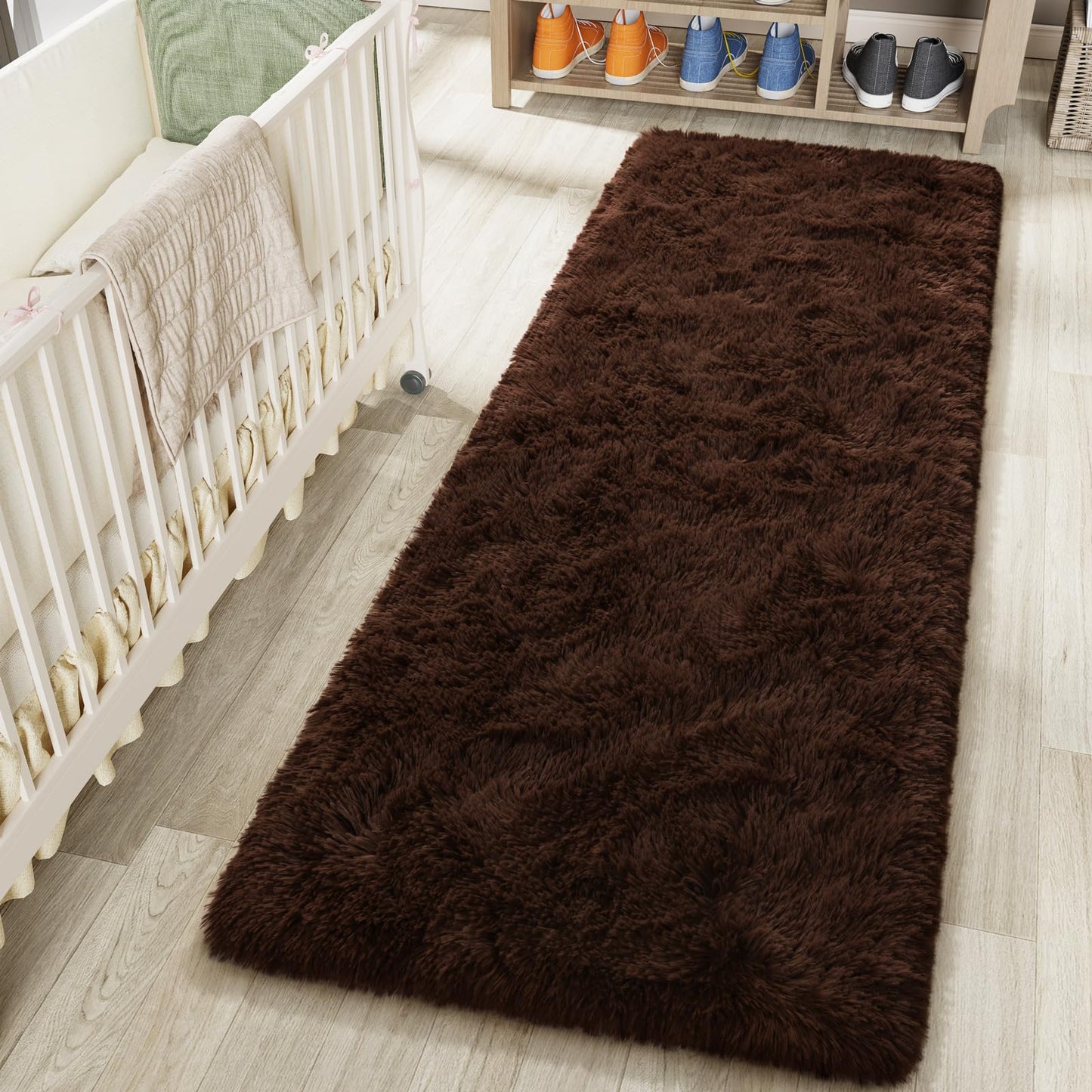LOCHAS Area Rugs Fluffy Living Room Carpets for Kids Bedroom 6x9, Cream | Ultra Soft Indoor Modern Shaggy Rug for Dorm Nursery Boys Girls Home Decor