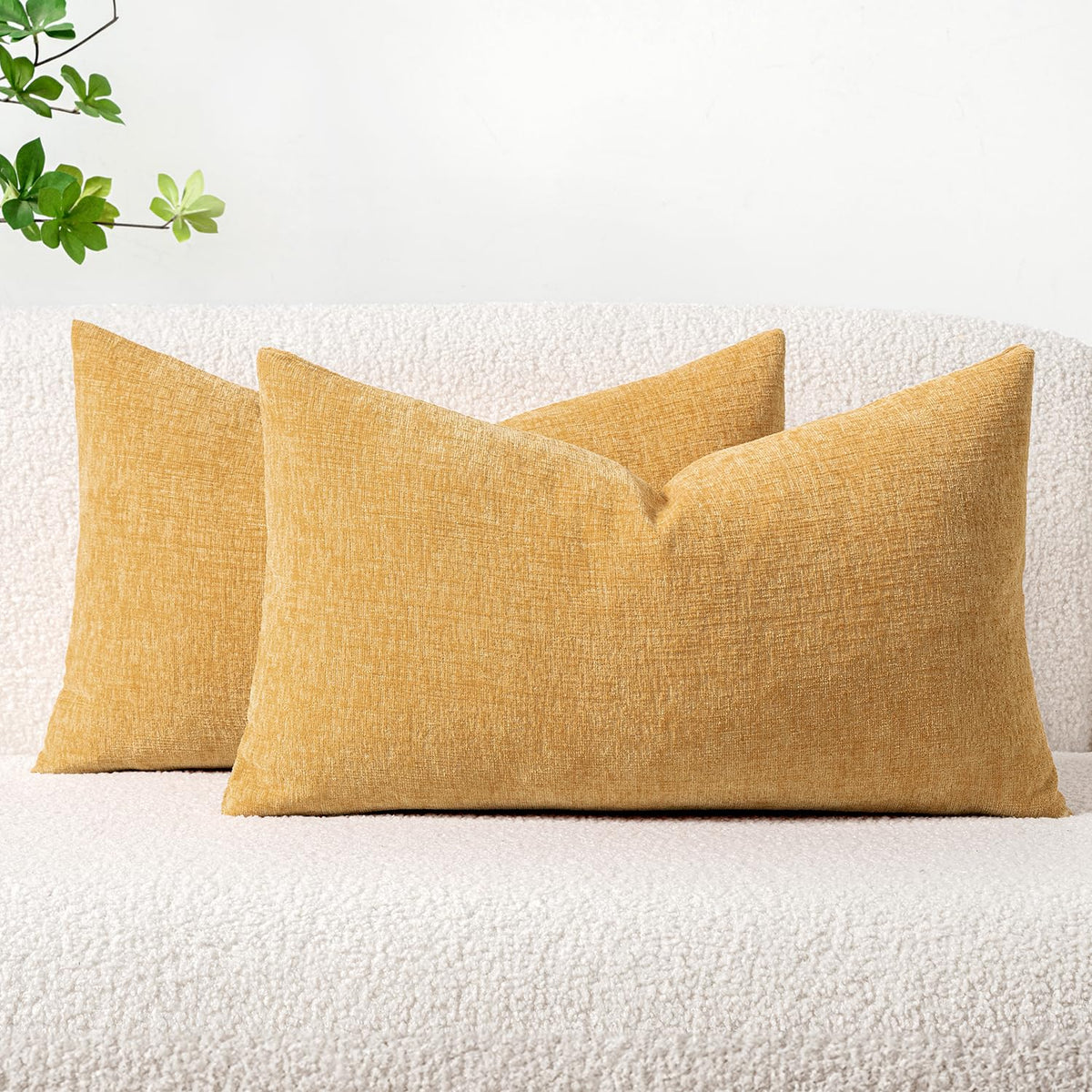 MIULEE Soft Chenille Fall Throw Pillow Covers Burnt Orange 18x18 Pack of 2 | Modern Fall Home Decor, Classic Decorative Pillows, Solid Dyed Cases, Boho Couch Cushion Covers for Sofa Bed Living Room