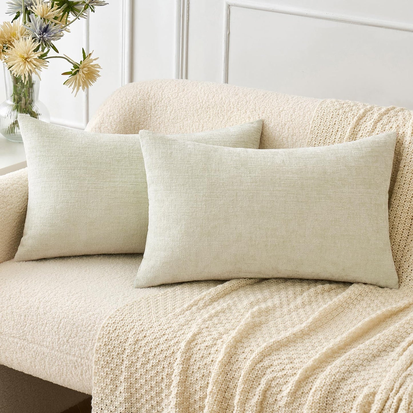 MIULEE Soft Chenille Fall Throw Pillow Covers Burnt Orange 18x18 Pack of 2 | Modern Fall Home Decor, Classic Decorative Pillows, Solid Dyed Cases, Boho Couch Cushion Covers for Sofa Bed Living Room
