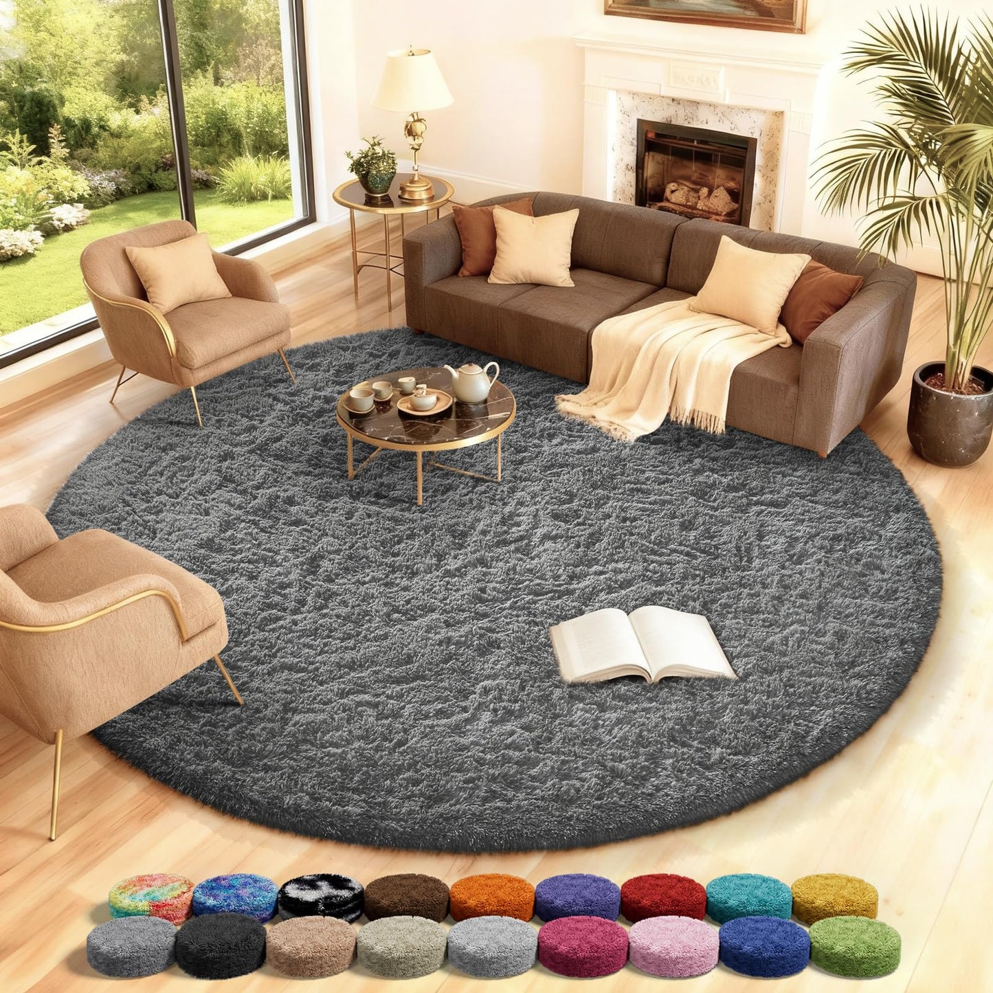 Ophanie 8x10 Area Rugs for Living Room, Washable Non-Slip Fluffy Soft Large Shag Bedroom Carpet, Ivory Big Indoor Nursery Rug, Carpets for Boy and Girls Room Dorm Decor with Over 99 pcs Pile fibers
