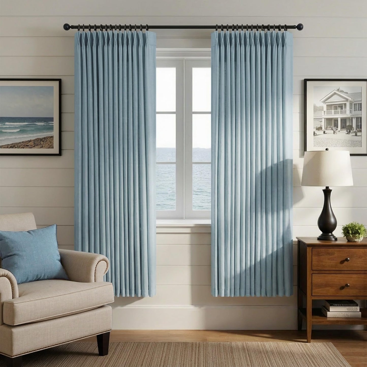 White Linen Pleated Curtains 84 Inches Long for Bedroom Back Tab Light Filtering Sheer Pinch Pleat Drapes Hook Ring Modern Farmhouse Coastal Cotton Textured Gauze Curtain Living Room 84 Length 2 Panel