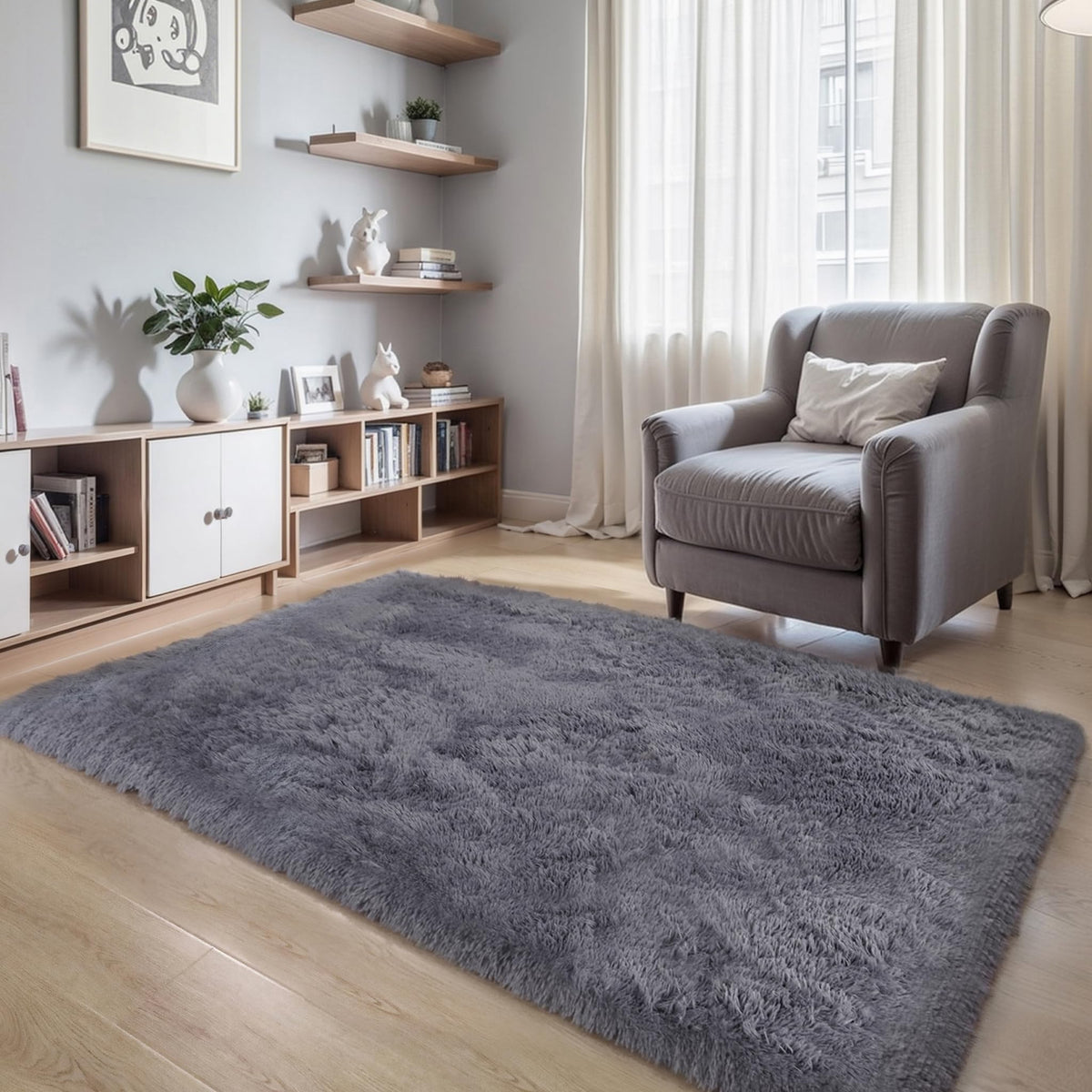 Pink Fluffy 4x6 Area Rugs for Bedroom Girls, Plush Washable Carpet | Area Rug for Kids Room, Nursery, Dorm Room, Non Slip Shaggy Floor Carpet