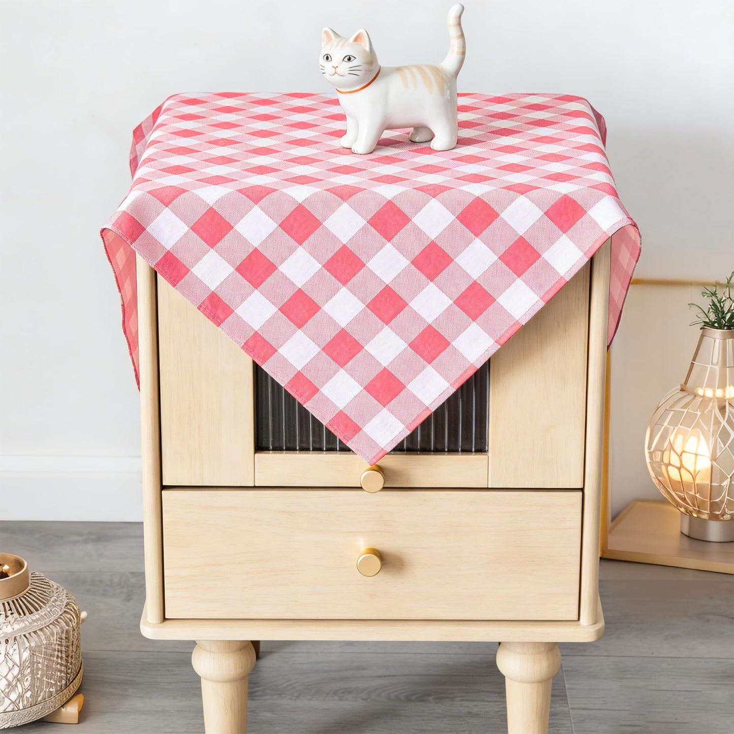 Waterproof Checkered Tablecloth Fabric - Rectangle 58x84 Inch Classic Gingham Buffalo Plaid Table Cloth for Indoor/Outdoor Use - Washable Table Cover for Kitchen, BBQs, and Parties