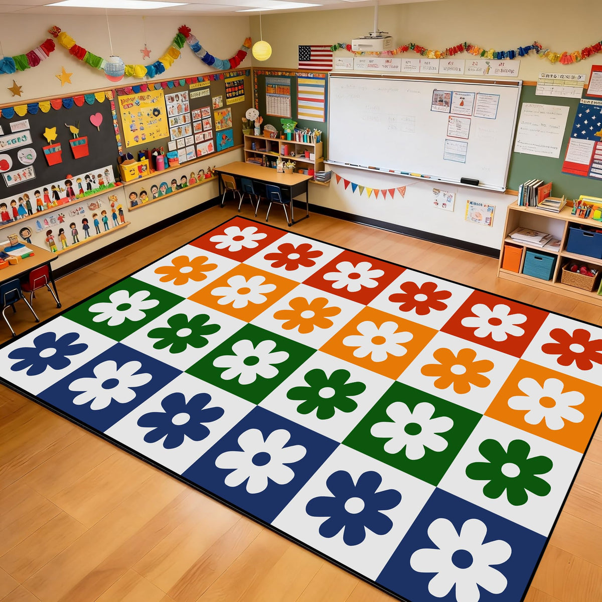 Large Classroom Rug 8x12 for Elementary, Classroom Rugs Carpets | Rainbow. Soft & comfortable Fabric. Flame Retardant Certified. Non-Slip Backing. Wrinkle-Free. Rolled Packaging. 24 Seats.