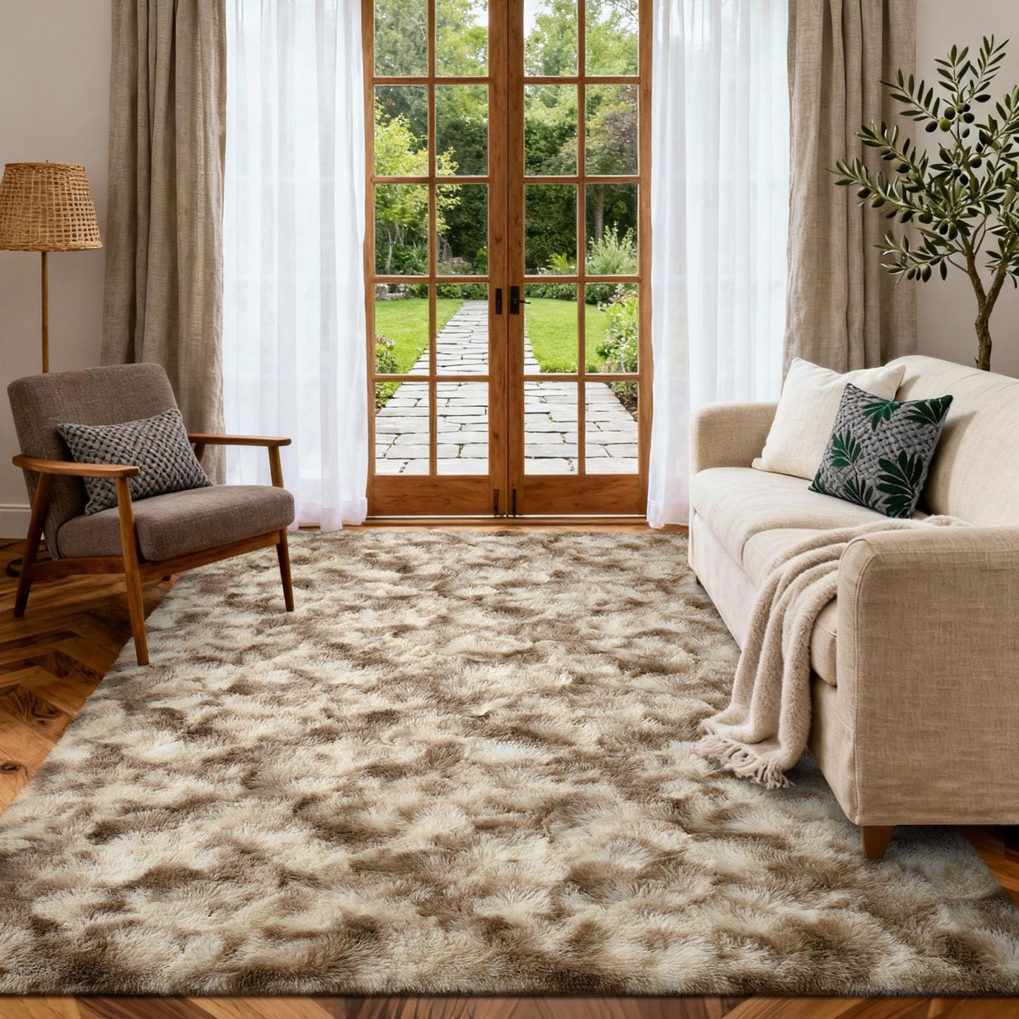 6x9 Ft Large Shag Rugs for Living Room Decor, Tie-Dyed Ultra Soft Fluffy Furry Area Rugs for Bedroom Indoor Floor, Aesthetic Carpet for Kids Home (Dark Grey)