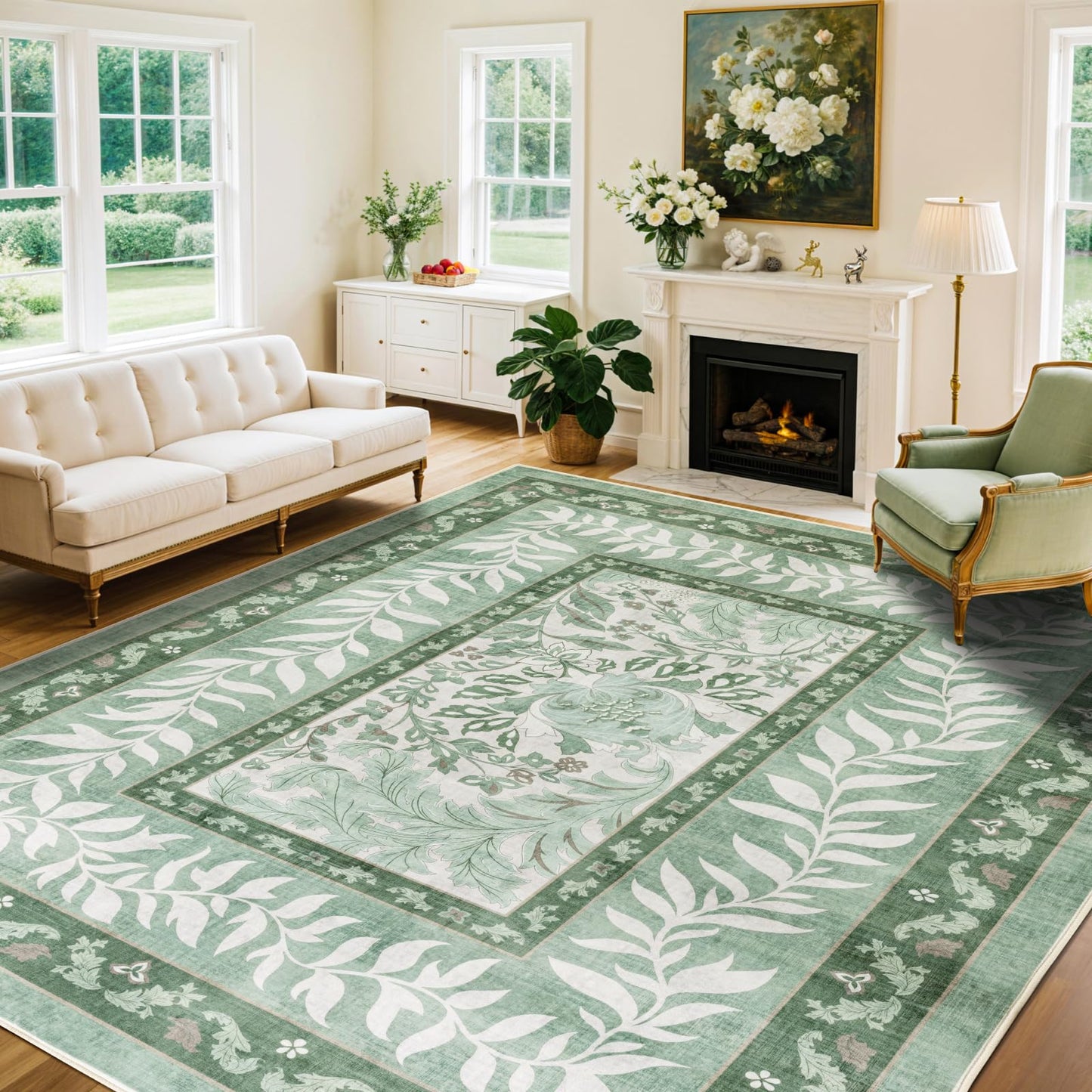 8x10 Washable Area Rug, Black Solid Area Rugs for Living Room & Bedroom | Stain-resistant & Non-slip backing,Low Pile Washable Large Carpet, Solid Vintage Style For High Traffic Areas(8x10,Black)