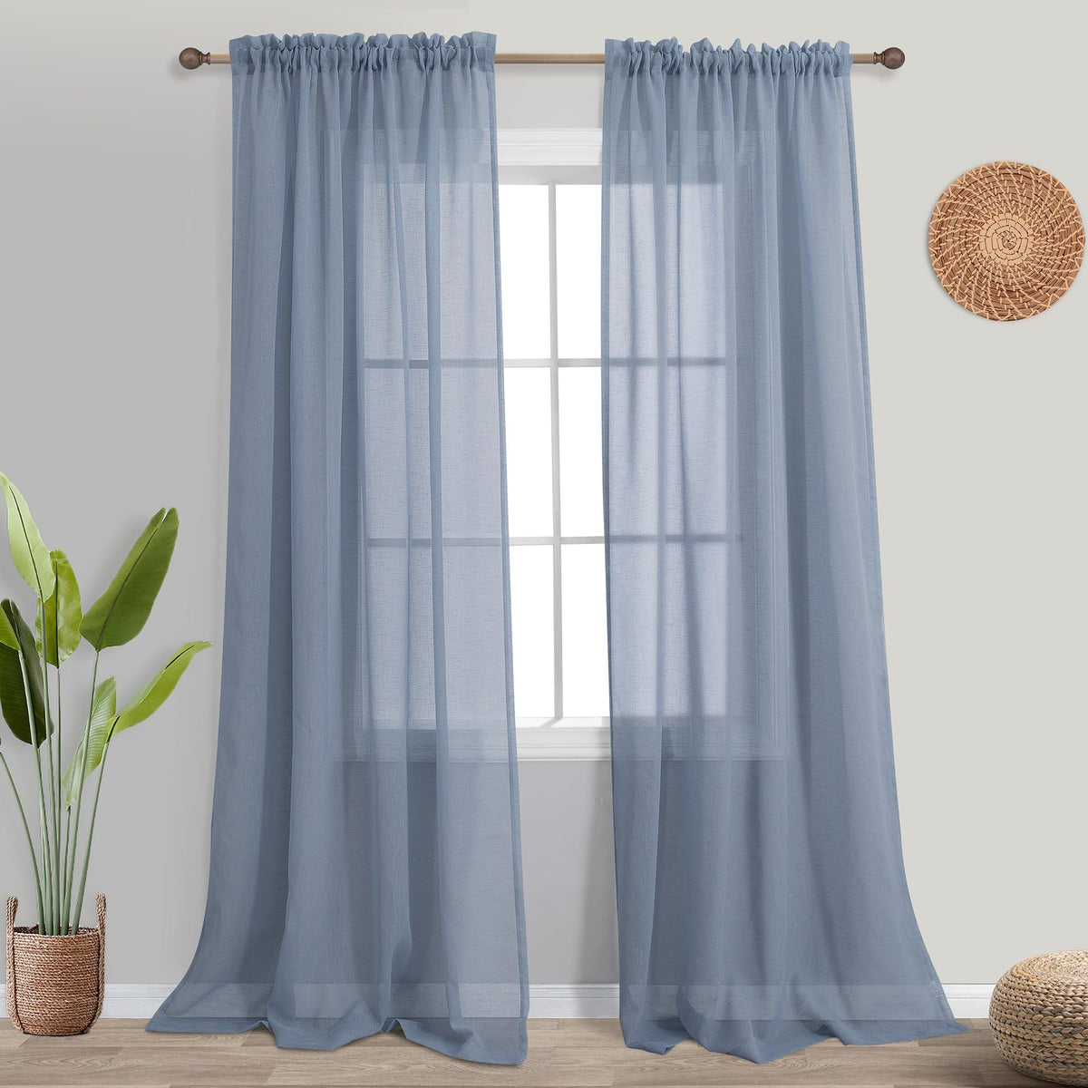 KOUFALL White Sheer Curtains 84 Inches Long 2 Panels,Gauze Cheese Cloth Linen Look Rod Pocket Flowy See Through Curtains for Living Room Bedroom