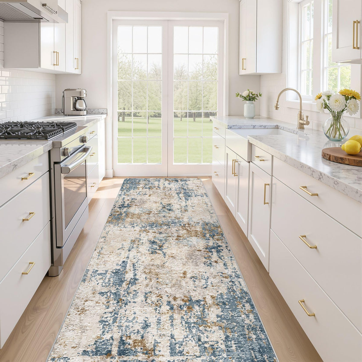LOONGRUG Area Rug 5x7 Washable Neutral Modern Abstract Living Room Rugs | Soft Stain Resistant Non-Slip Indoor Carpet for Bedroom Nursery Playroom Dining Room Office Dorm Home