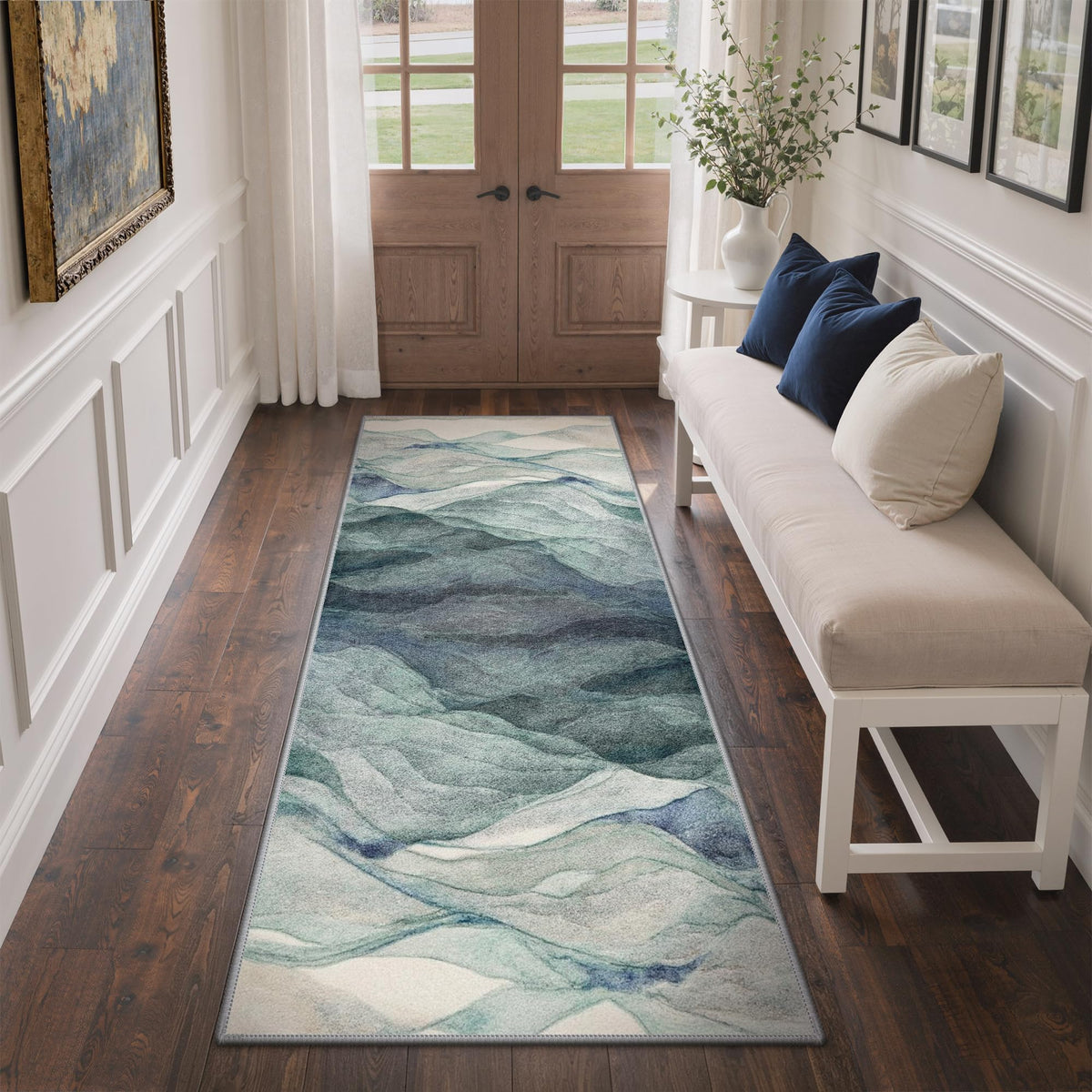 BEIMO 5x7 Green Abstract Area Rug, Washable Non-Slip for Bedroom | Soft Low-Pile Carpet, Lightweight and Easy to Vacuum, Sage Living Rooms, Dining Rooms, Bedrooms, and Home Offices
