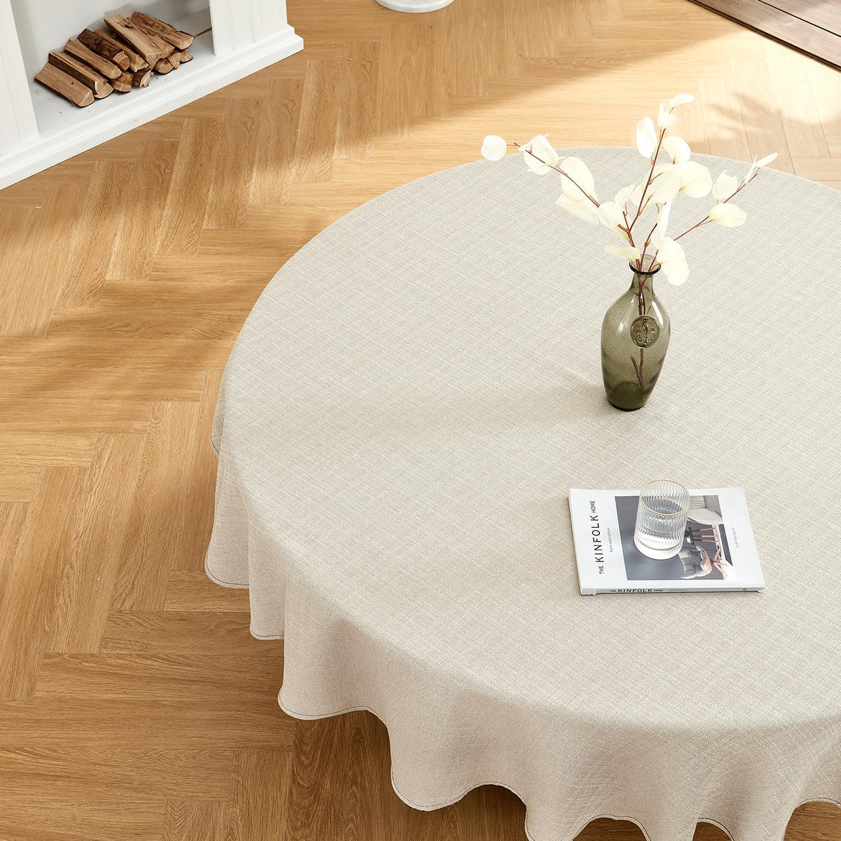 BALCONY & FALCON Rectangle Table Cloth Waterproof Beige 156"x90" | Rectangular Washable Wrinkle Resistant Table Cloth Linen Fabric Tablecloths for Dining Party Kitchen Wedding and Outdoor Use