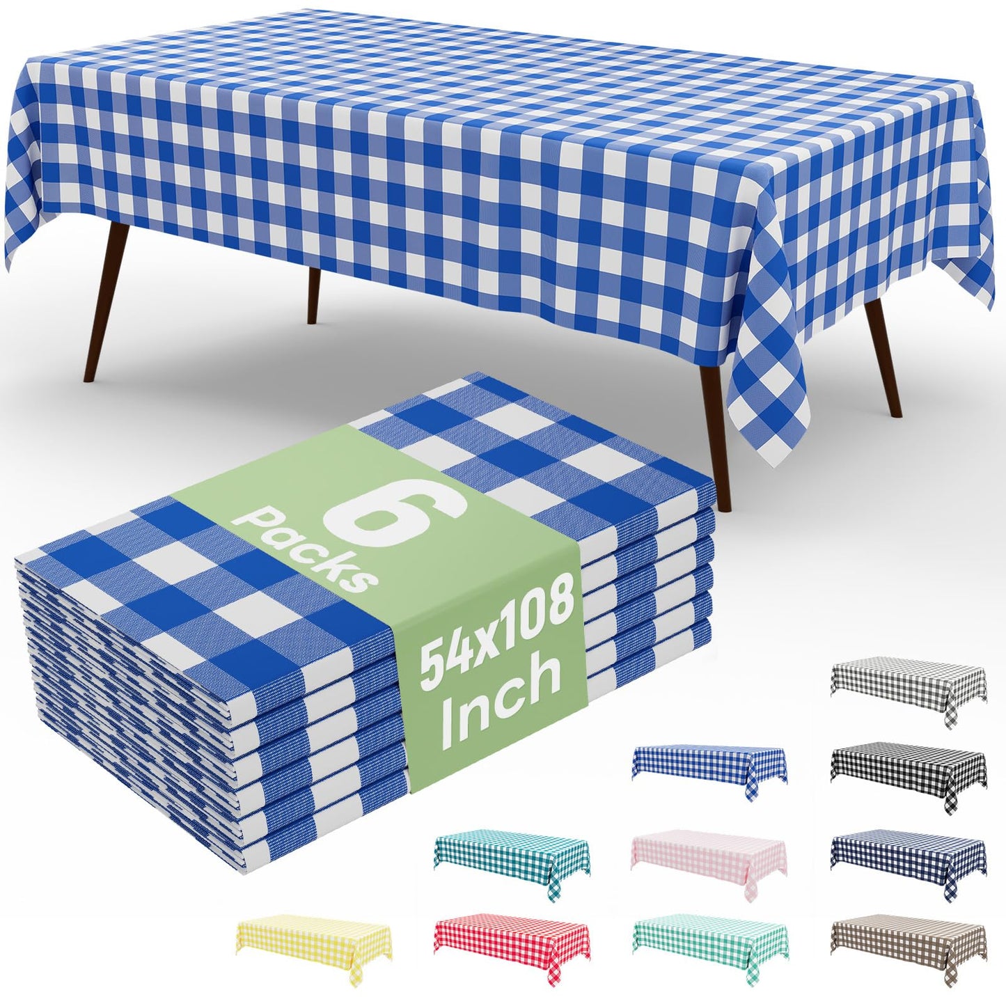4 Packs Buffalo Disposable Table Cloth, 54 x 108 Inch Waterproof Plastic Tablecloth, Rectangle Red and White Checkered Table Covers for Picnic, Birthday, Party, Back to School