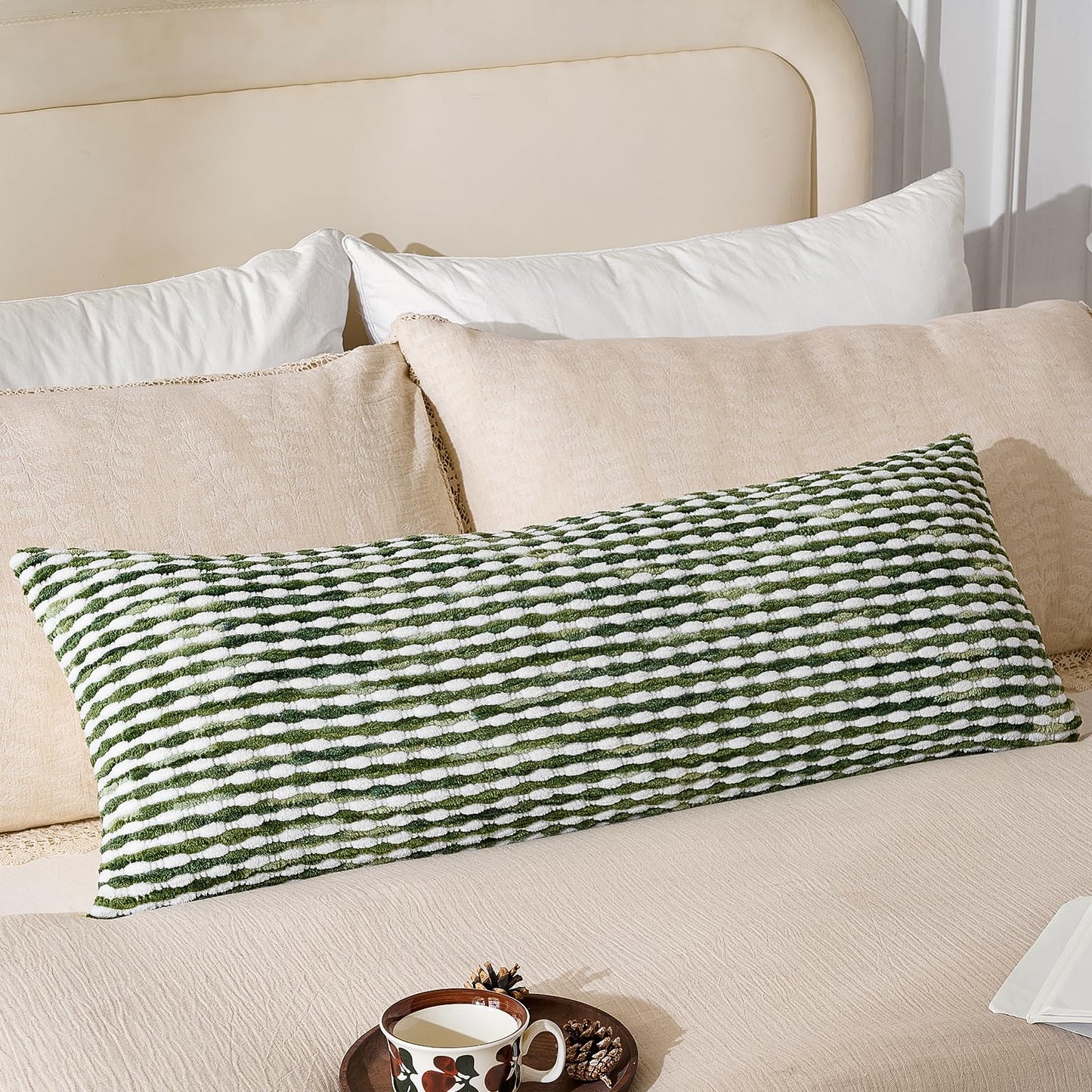 Set of 2 Boho Chenille Pillow Cover Decorative Tufted Pillowcase for Couch Bed Sofa Bedroom Living Room Modern 18 x 18-Inch Brown