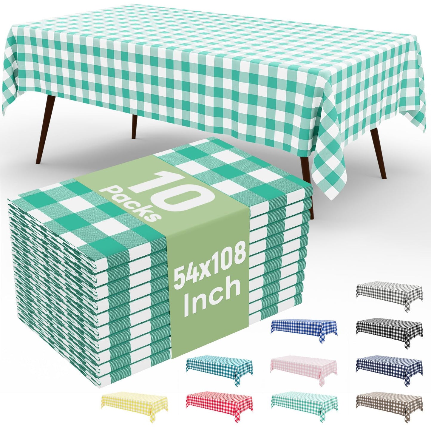 4 Packs Buffalo Disposable Table Cloth, 54 x 108 Inch Waterproof Plastic Tablecloth, Rectangle Red and White Checkered Table Covers for Picnic, Birthday, Party, Back to School