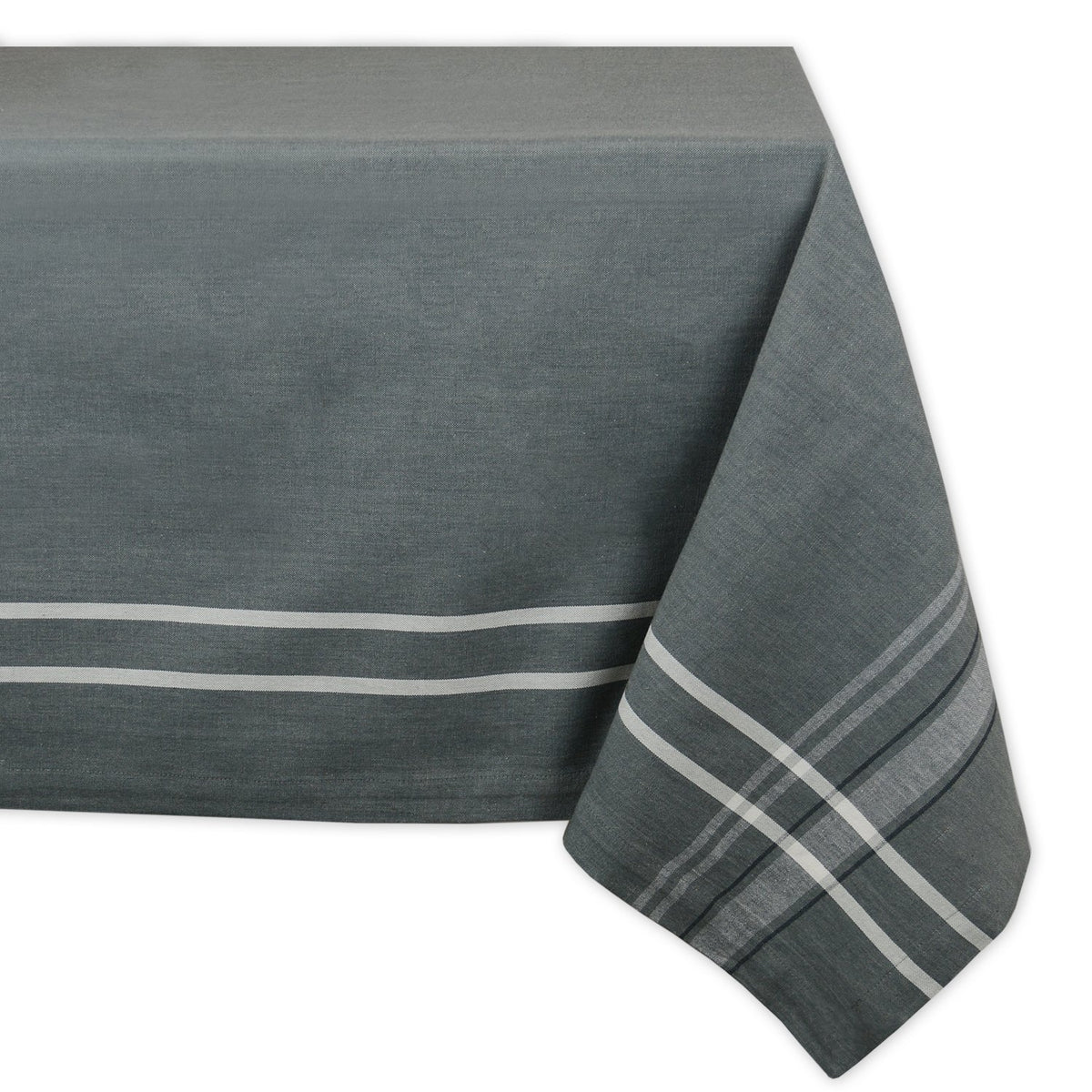 DII French Stripe Tabletop Collection Farmhouse Style Dining Table Linen Tablecloth, 60x84, Taupe/Teal