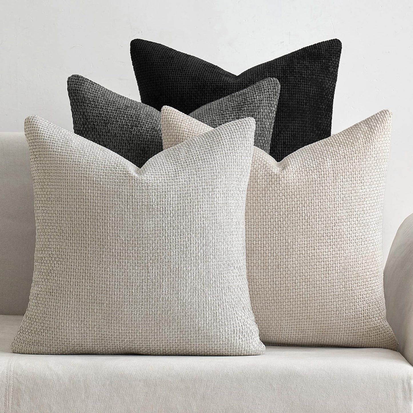 MIULEE Soft Decorative Chenille Pillow Covers Blue Series 18x18 Pack of 4 | Modern Coastal Decor, Blue Gradient Set, Couch Throw Pillows, Farmhouse Boho Cushion Covers for Sofa Bed Living Room