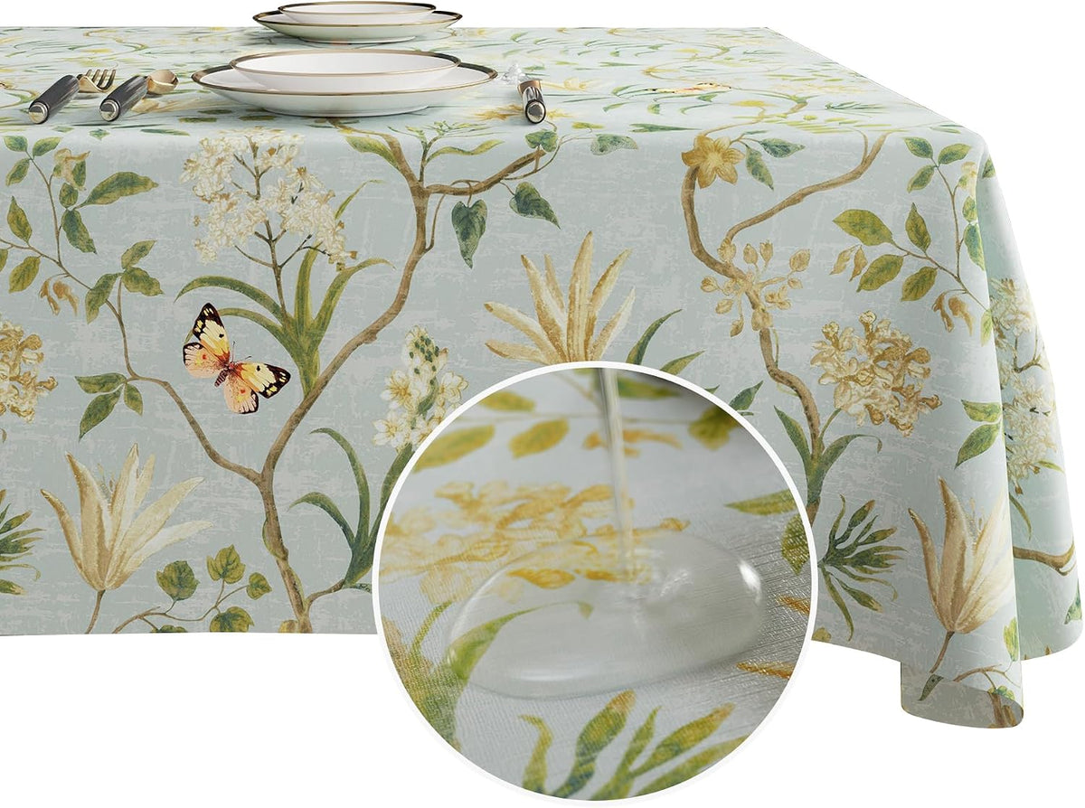 Rectangle Table Cloth,100% Waterproof Tablecloth Oil Proof Spill Proof Vinyl Table Cloth, Wipe Clean Plastic Table Cover for Dining, Camping, Indoor and Outdoor 52" x 70",Leaves