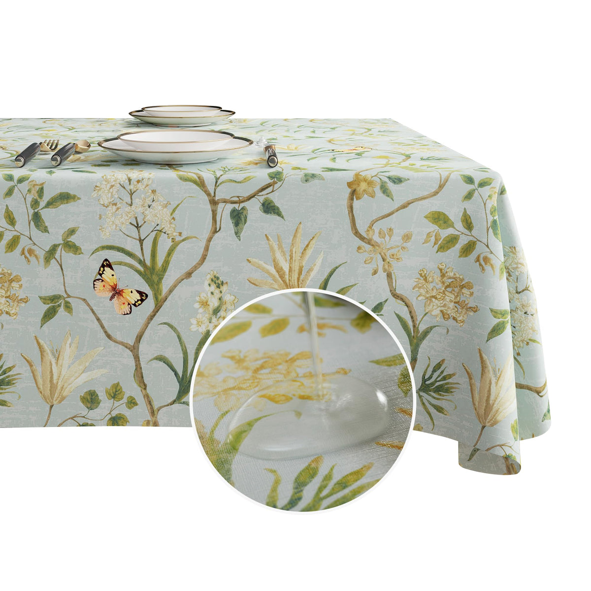 Rectangle Table Cloth,100% Waterproof Tablecloth Oil Proof Spill Proof Vinyl Table Cloth, Wipe Clean Plastic Table Cover for Dining, Camping, Indoor and Outdoor 52" x 70",Leaves