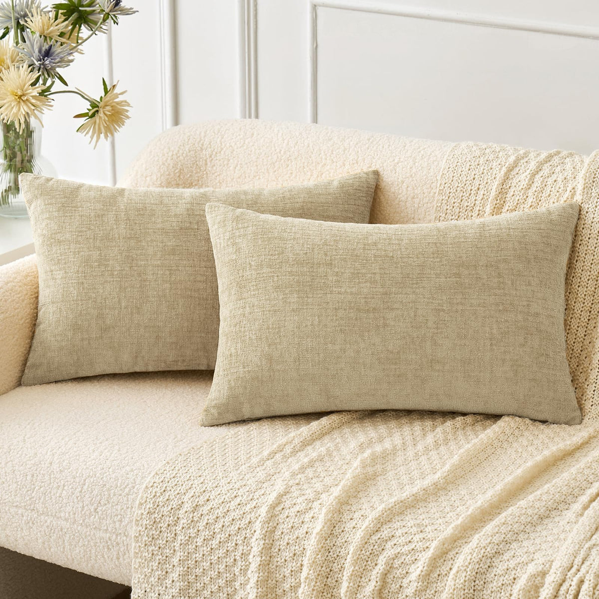 MIULEE Soft Chenille Fall Throw Pillow Covers Burnt Orange 18x18 Pack of 2 | Modern Fall Home Decor, Classic Decorative Pillows, Solid Dyed Cases, Boho Couch Cushion Covers for Sofa Bed Living Room