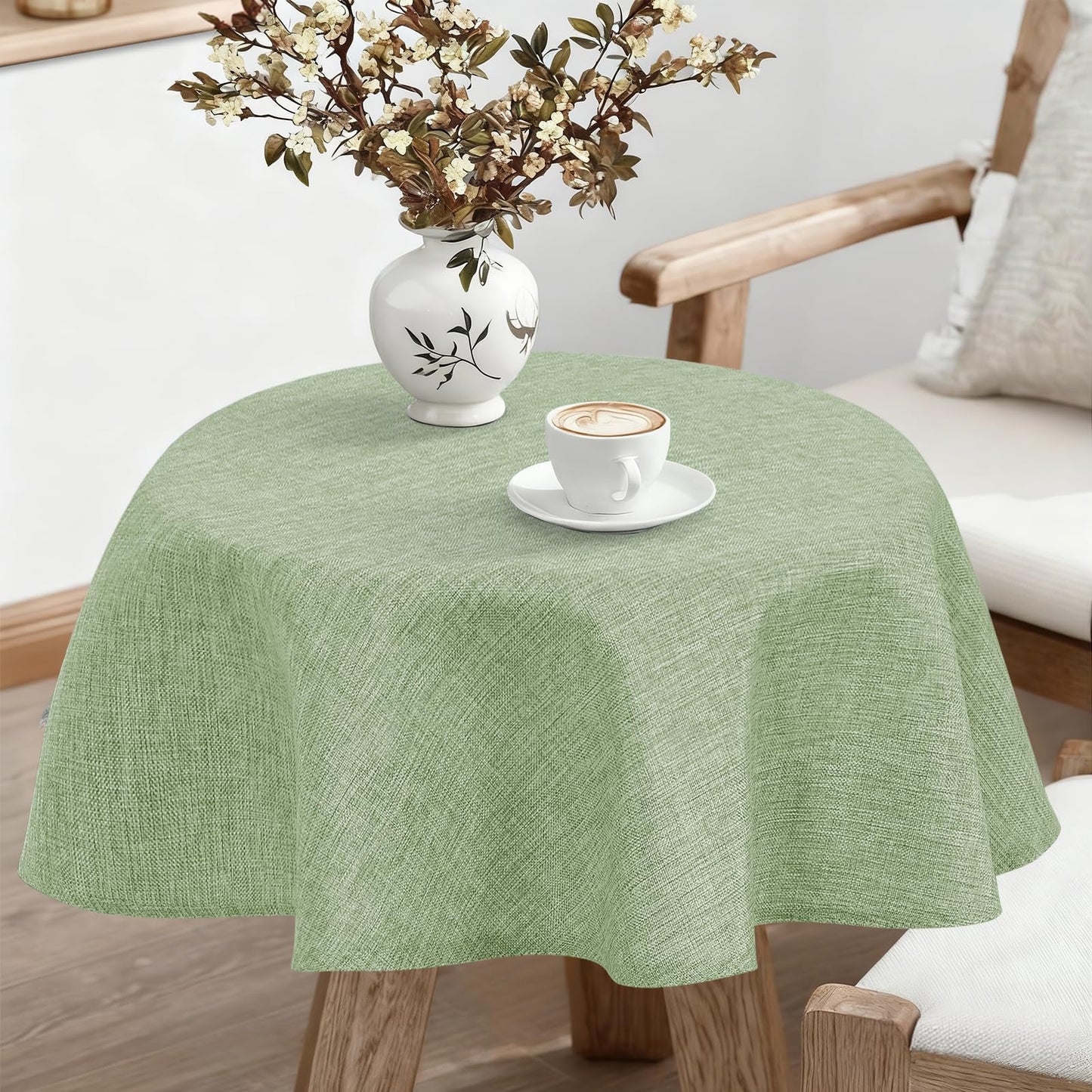 JIUZHEN Rectangle Table Cloth Faux Linen Farmhouse Tablecloth, Wrinkle and Stain Resistant Decorative Fabric Rectangular Spring Table Cover for Dining/Party/Birthday/Wedding, Beige, 54 x 80 Inch