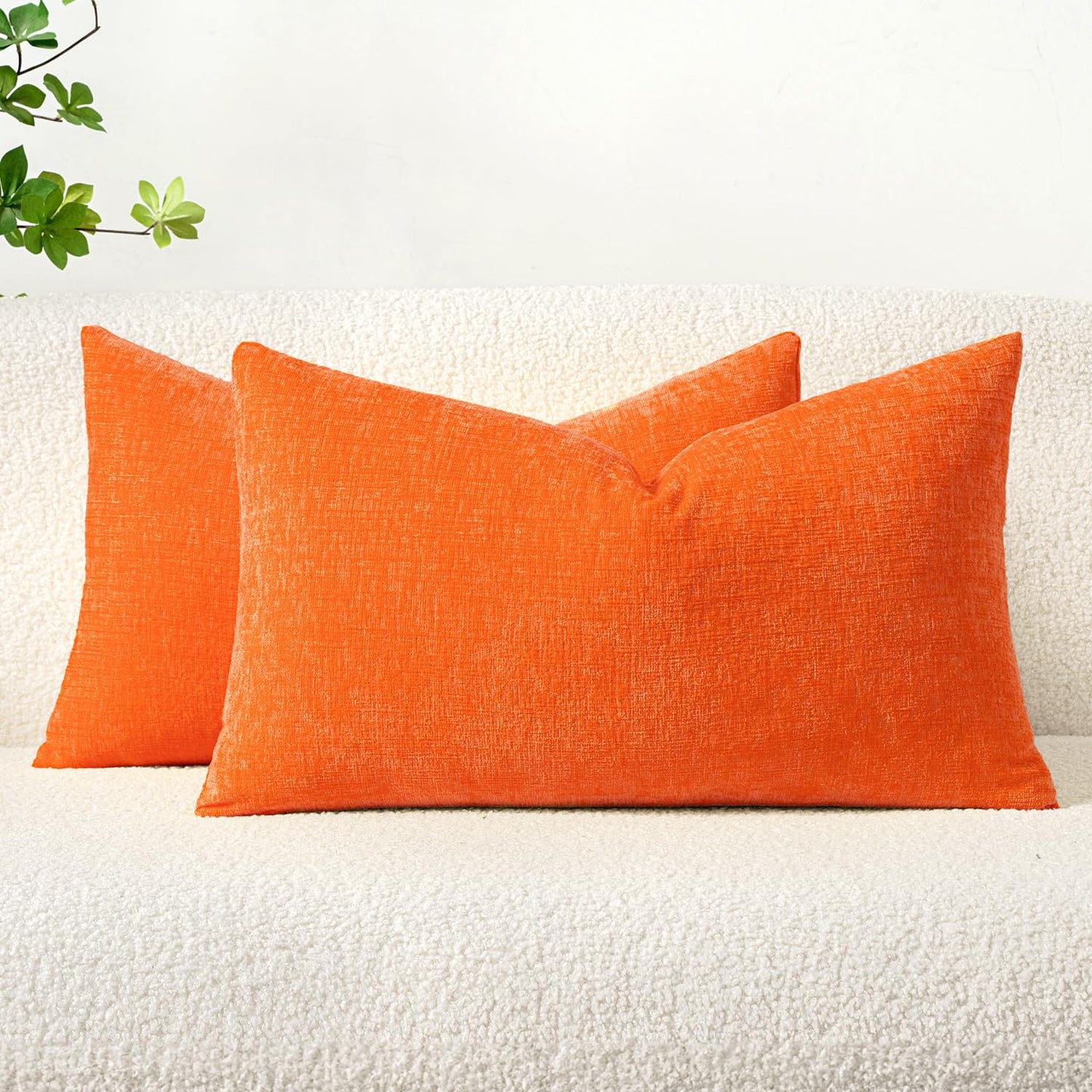 MIULEE Soft Chenille Fall Throw Pillow Covers Burnt Orange 18x18 Pack of 2 | Modern Fall Home Decor, Classic Decorative Pillows, Solid Dyed Cases, Boho Couch Cushion Covers for Sofa Bed Living Room