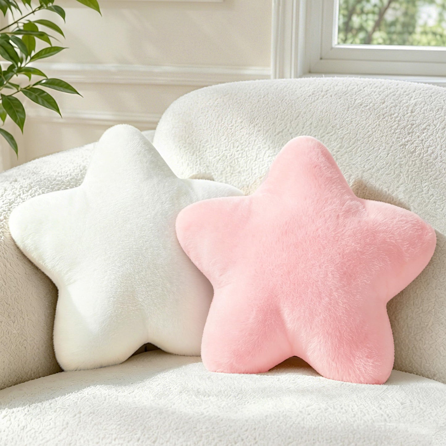 2PCS Star Pillow Set,15.35“ Cute Yellow Decorative Throw Pillows for Bed | Star Shaped Throw Pillows, Soft Faux Plush,PP Cotton Filling, Aesthetic Pillow Cushion for Room Bedroom Sofa Couch Decor