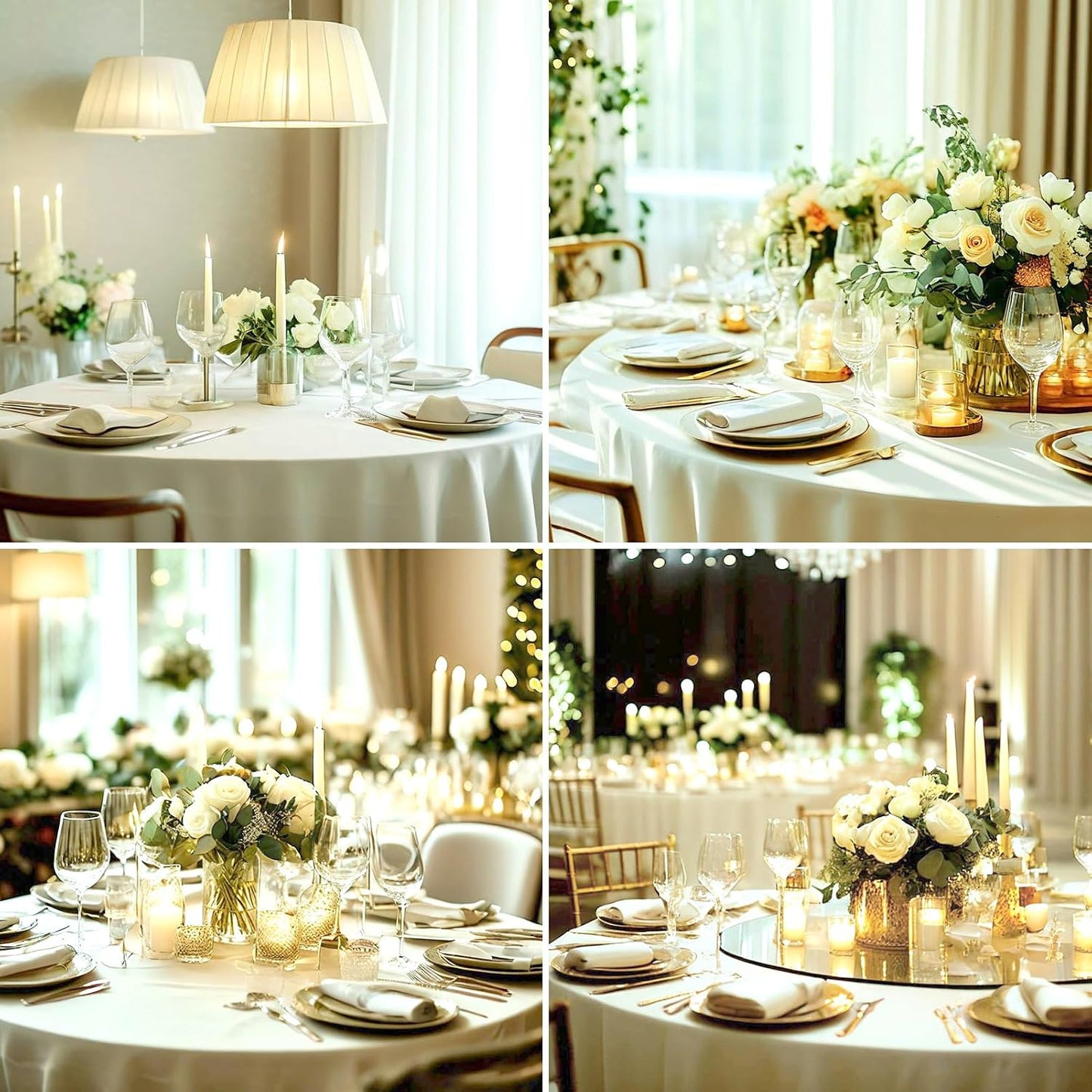 8 Pack Ivory Round Tablecloths 120 Inch for Dining Tables | Washable Decorative Linen Polyester Table Cover for Banquets Buffets Parties and Weddings