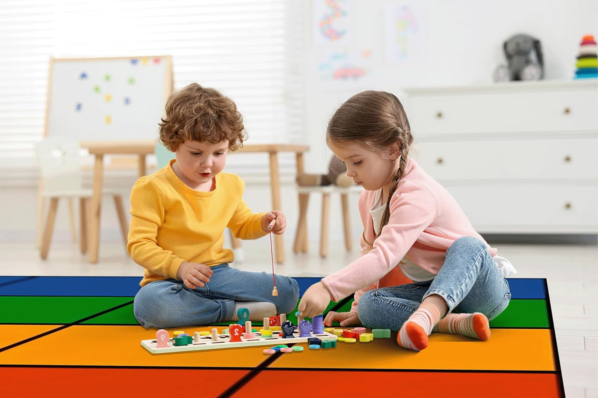 Large Classroom Rug 8x12 for Elementary, Classroom Rugs Carpets | Rainbow. Soft & comfortable Fabric. Flame Retardant Certified. Non-Slip Backing. Wrinkle-Free. Rolled Packaging. 24 Seats.