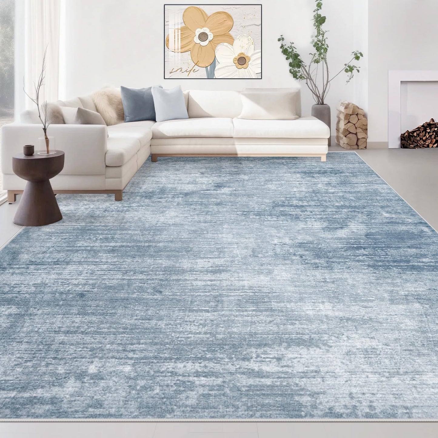 Area Rugs 6x9 Living Room: Washable Rug Modern Abstract Large Rug Soft Non Slip Neutral Rugs Stain Resistant Indoor Carpet for Bedroom Kitchen Dining Room Table Nursery Home Office Rugs(Beige,6'x9')