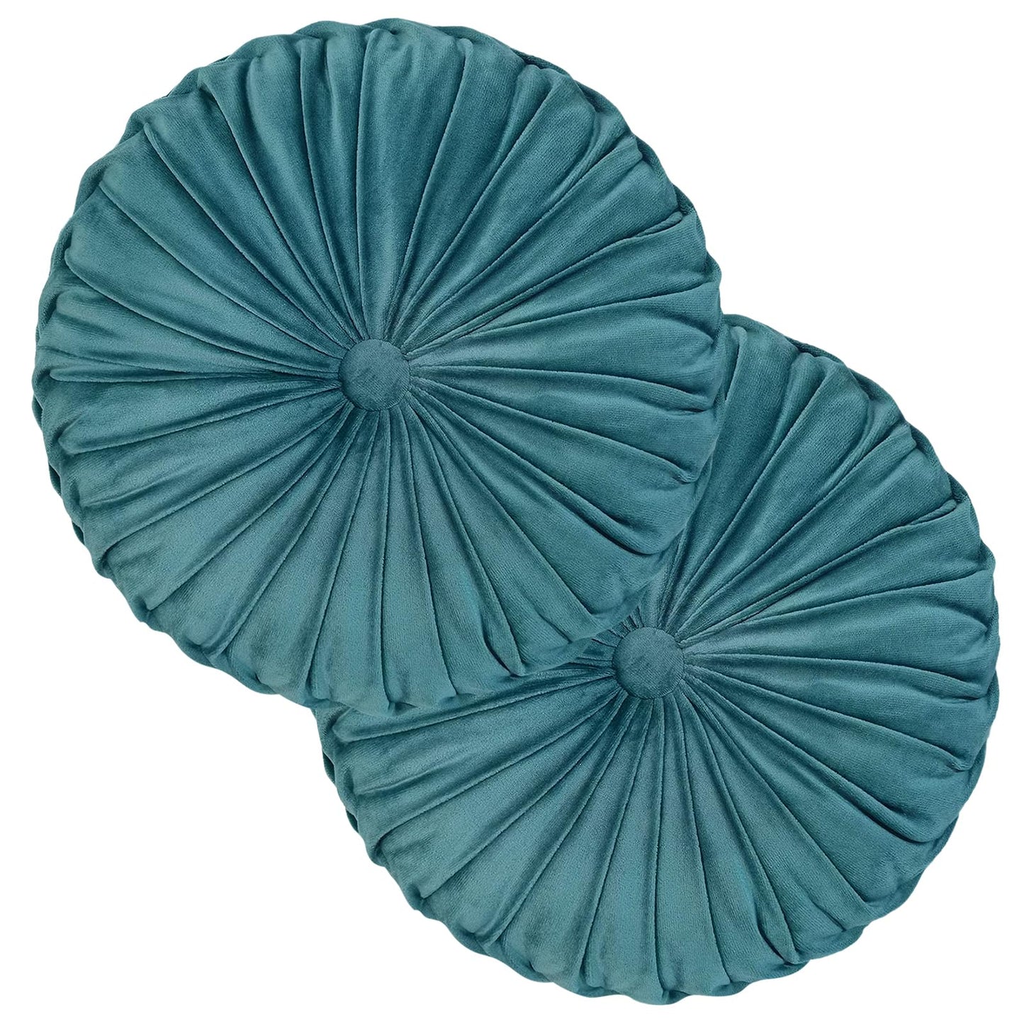 Teieas Round Throw Pillow Velvet Home Decoration Pleated Round Pillow Cushion for Couch Chair Bed Car Orange