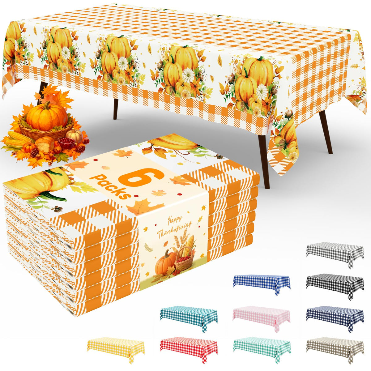 4 Packs Buffalo Disposable Table Cloth, 54 x 108 Inch Waterproof Plastic Tablecloth, Rectangle Red and White Checkered Table Covers for Picnic, Birthday, Party, Back to School