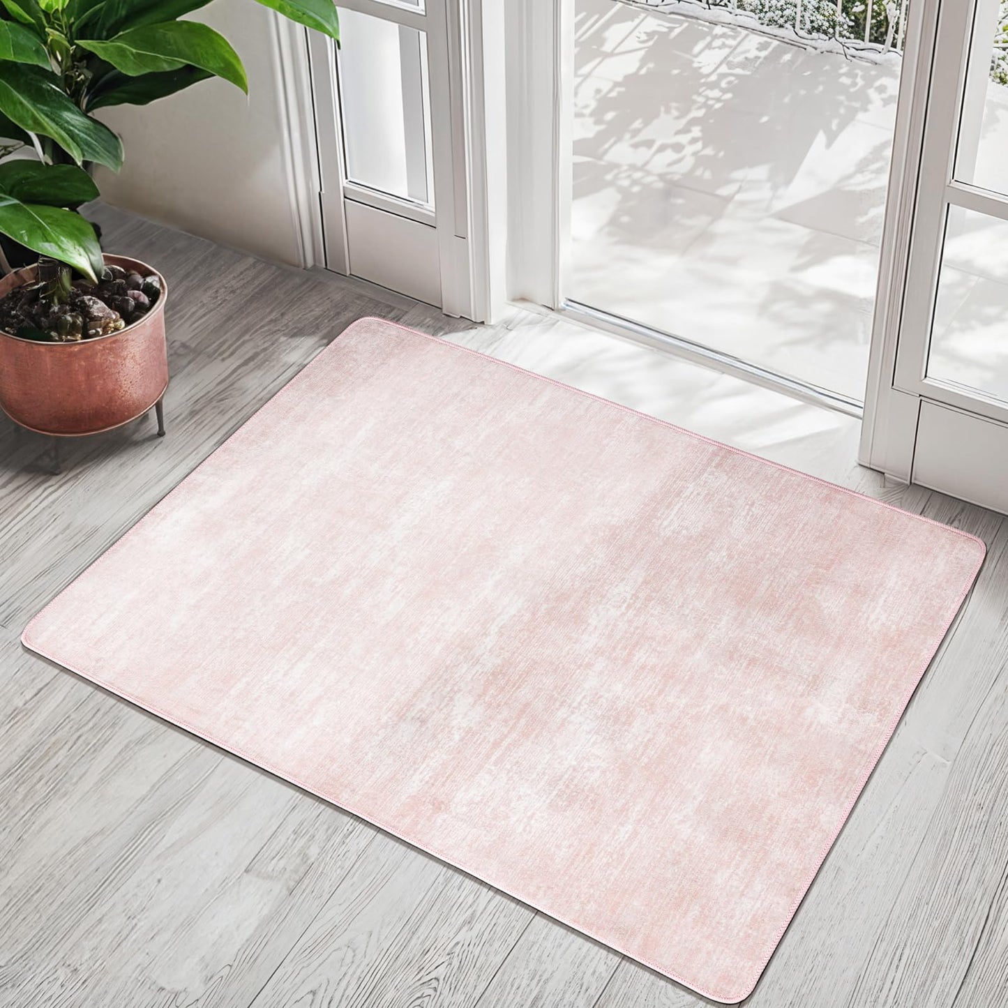 8x10 Washable Area Rug, Black Solid Area Rugs for Living Room & Bedroom | Stain-resistant & Non-slip backing,Low Pile Washable Large Carpet, Solid Vintage Style For High Traffic Areas(8x10,Black)