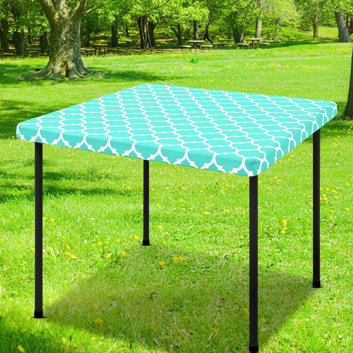 Smiry Picnic Fitted Table Cover, 6 Foot Flannel Backed Vinyl Tablecloth | Waterproof Elastic Stretch Table Cloth, Wipeable Plastic Tablecloth for Camping, Indoor & Outdoor (Grey, 30" x 72")