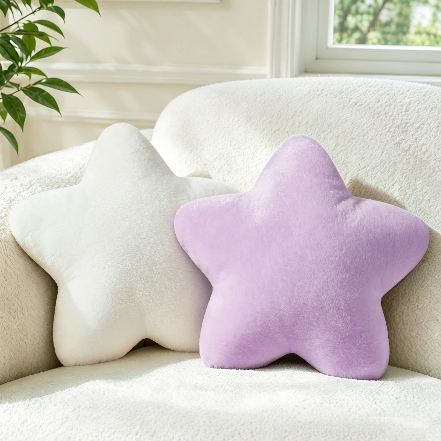 2PCS Star Pillow Set,15.35“ Cute Yellow Decorative Throw Pillows for Bed | Star Shaped Throw Pillows, Soft Faux Plush,PP Cotton Filling, Aesthetic Pillow Cushion for Room Bedroom Sofa Couch Decor