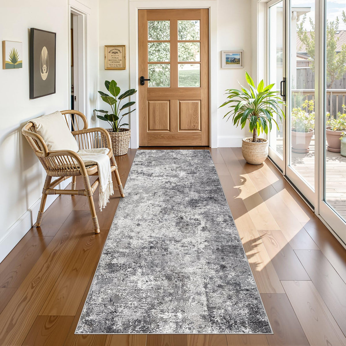 UERMEI 9x12 Area Rug Living Room Rugs - Washable Neutral Modern Abstract Soft Thin Large Rug Indoor Floor No Slip Rug Carpet for Bedroom Under Dining Table Home Office Decor - Brown Grey
