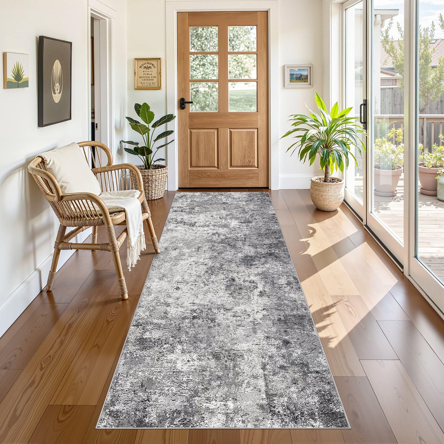 UERMEI 8x10 Area Rug Living Room Rugs - Washable Neutral Modern Abstract Soft Thin Large Rug Indoor Floor No Slip Rug Carpet for Bedroom Under Dining Table Home Office Decor - Brown Grey