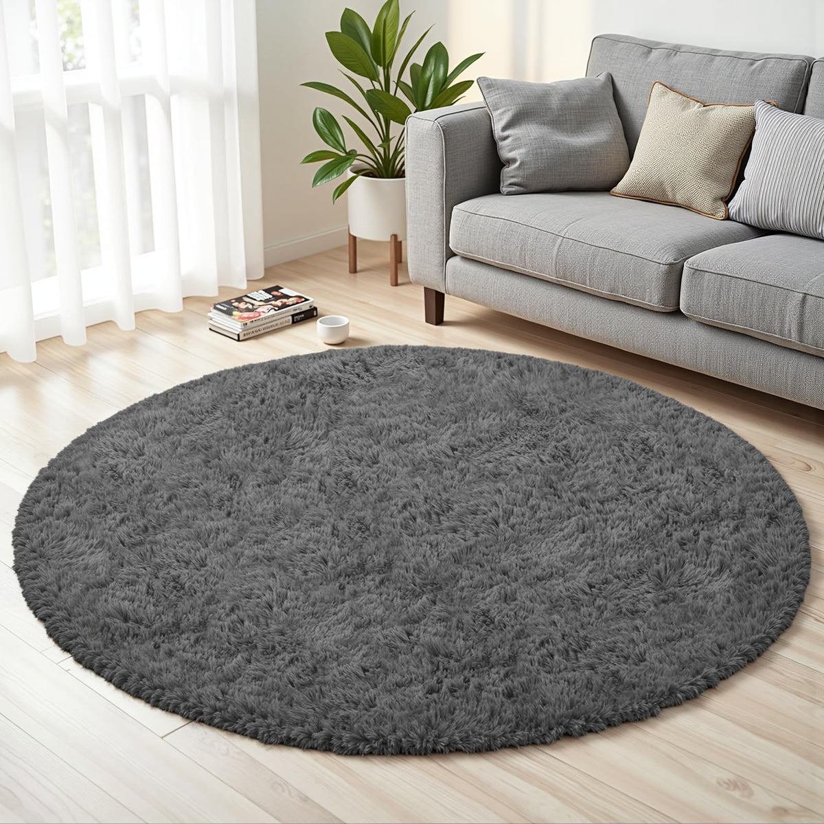 8x10 Area Rug for Living Room,Black Fluffy Shag Non-Slip Bedroom Rugs | Ultra Soft Large Fuzzy Plush Indoor Carpet，Washable Rugs for Bedroom Kids Nursery Office Dorm Modern Decor