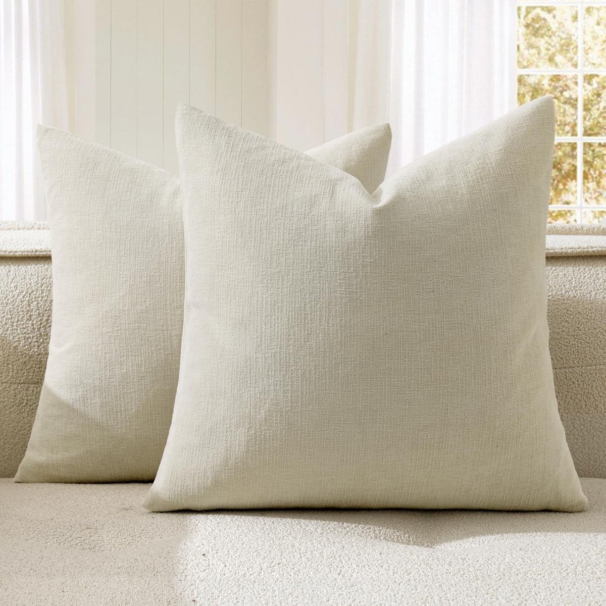 MIULEE Olive Green Chenille Couch Throw Pillow Covers, 18x18 | Set of 2, Soft Modern Farmhouse Style, Decorative Pillowcases for Sofa Living Room Bed, Home Decor