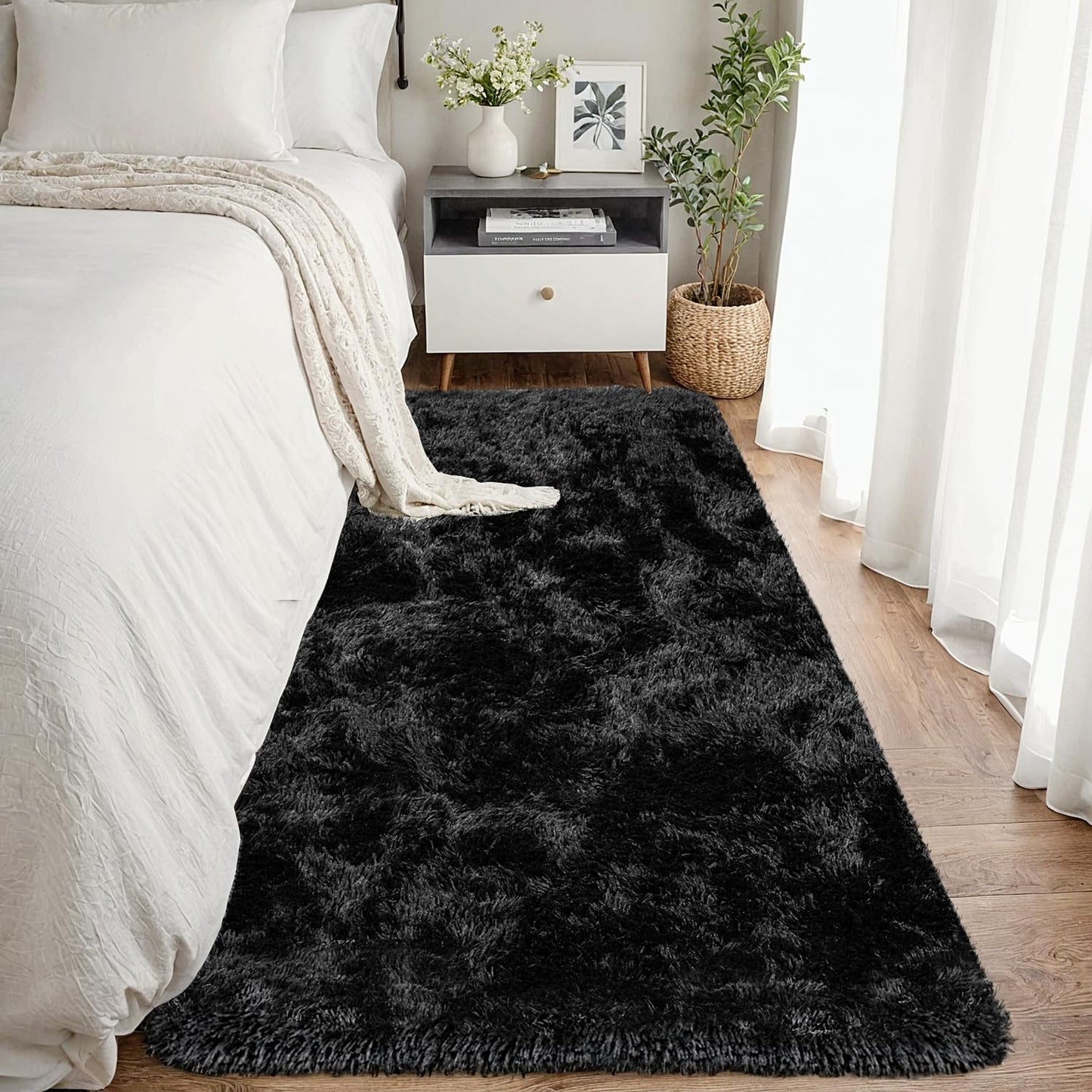8x10 Fluffy Shag Area Rugs for Living Room Bedroom: Soft Plush Carpet Grey | Upgraded Non-Slip Thick Memory Foam, Ultra Soft, Non-Shedding Fuzzy Carpet, Easy Clean Decor for Kids Room, Nursery, Playroom